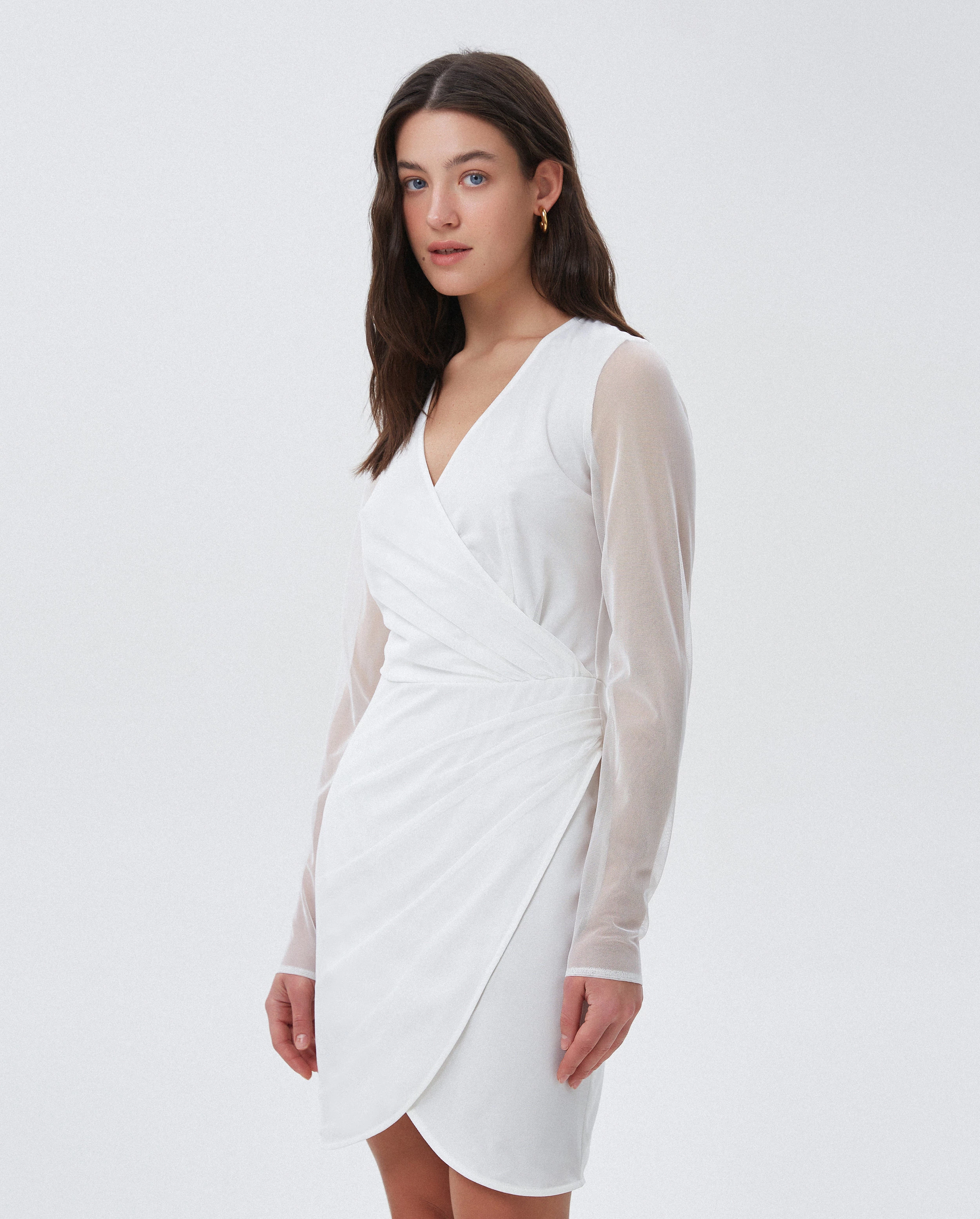 Short milky white mesh dress, photo 2