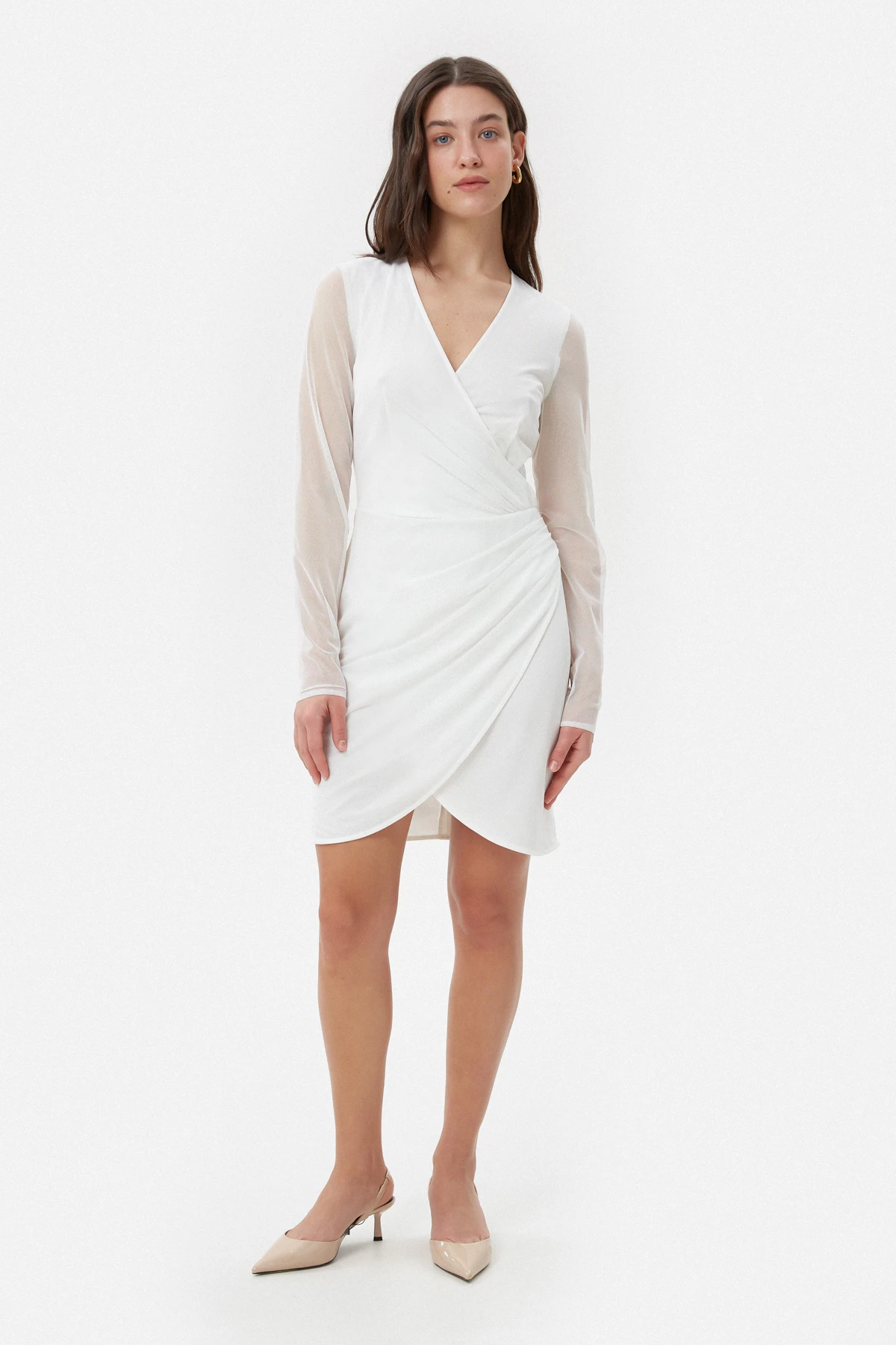 Short milky white mesh dress, photo 4