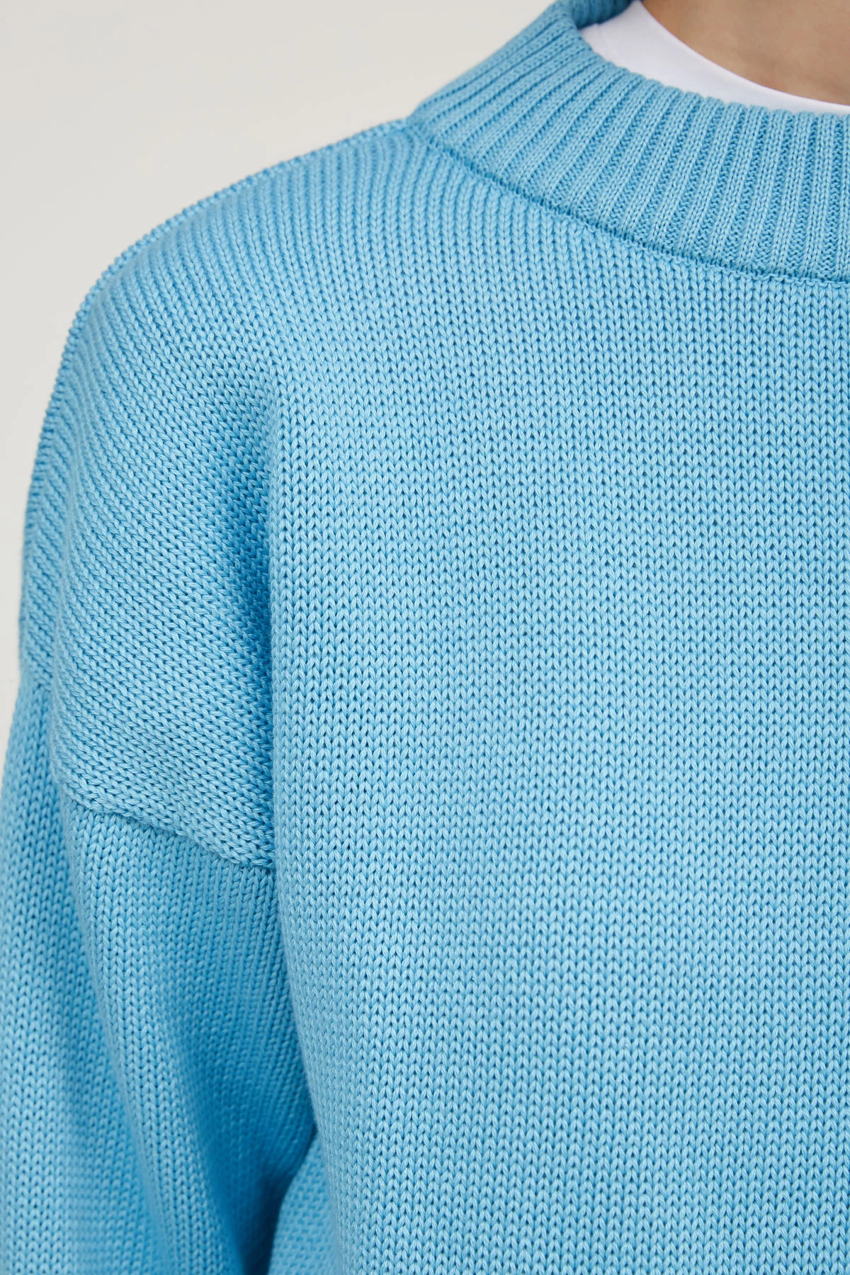 Блакитний в'язаний светр з бавовни, фото 4
