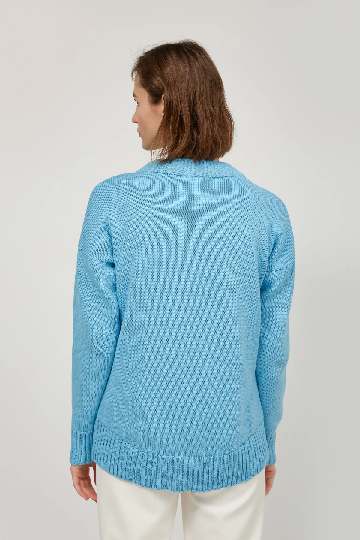Блакитний в'язаний светр з бавовни, фото 5