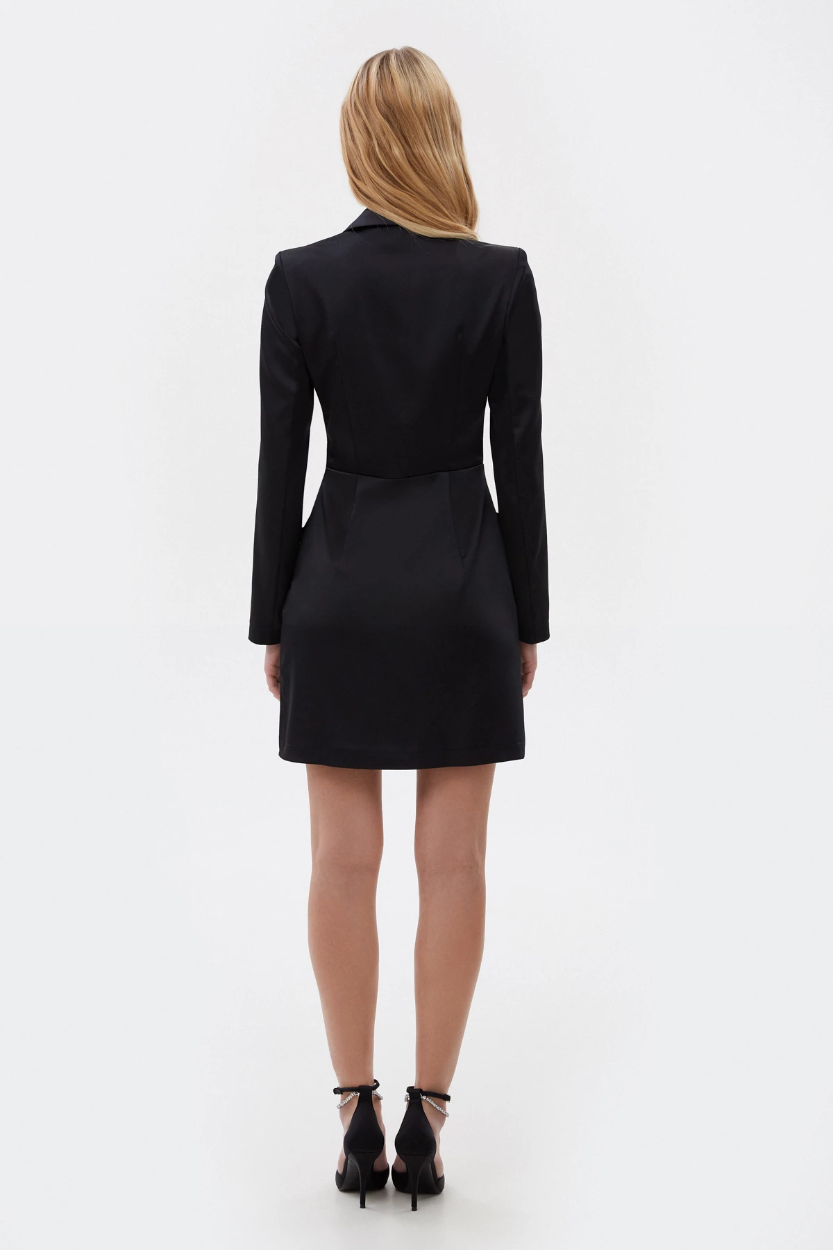 Чорна коротка сатинова сукня-жакет Estro x MustHave, фото 5