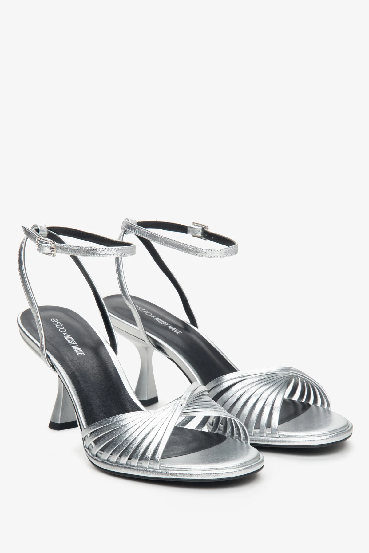 Silver leather sandals Estro x MustHave , photo 1