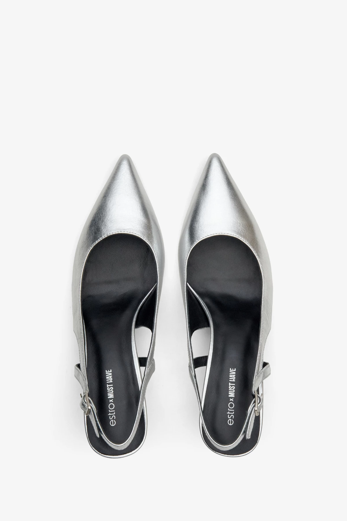 Silver leather slingbacks Estro x MustHave, photo 3