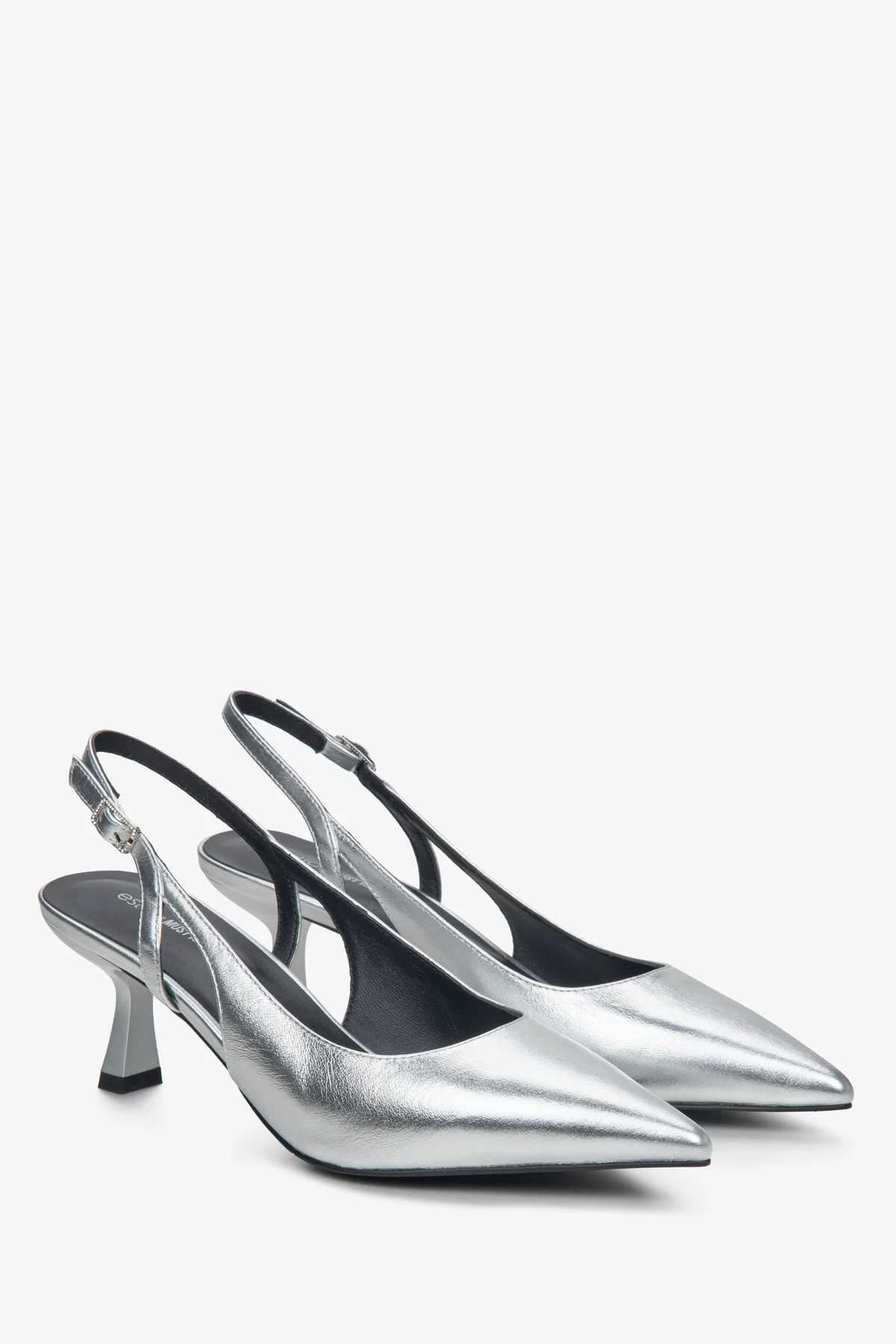 Silver leather slingbacks Estro x MustHave, photo 4