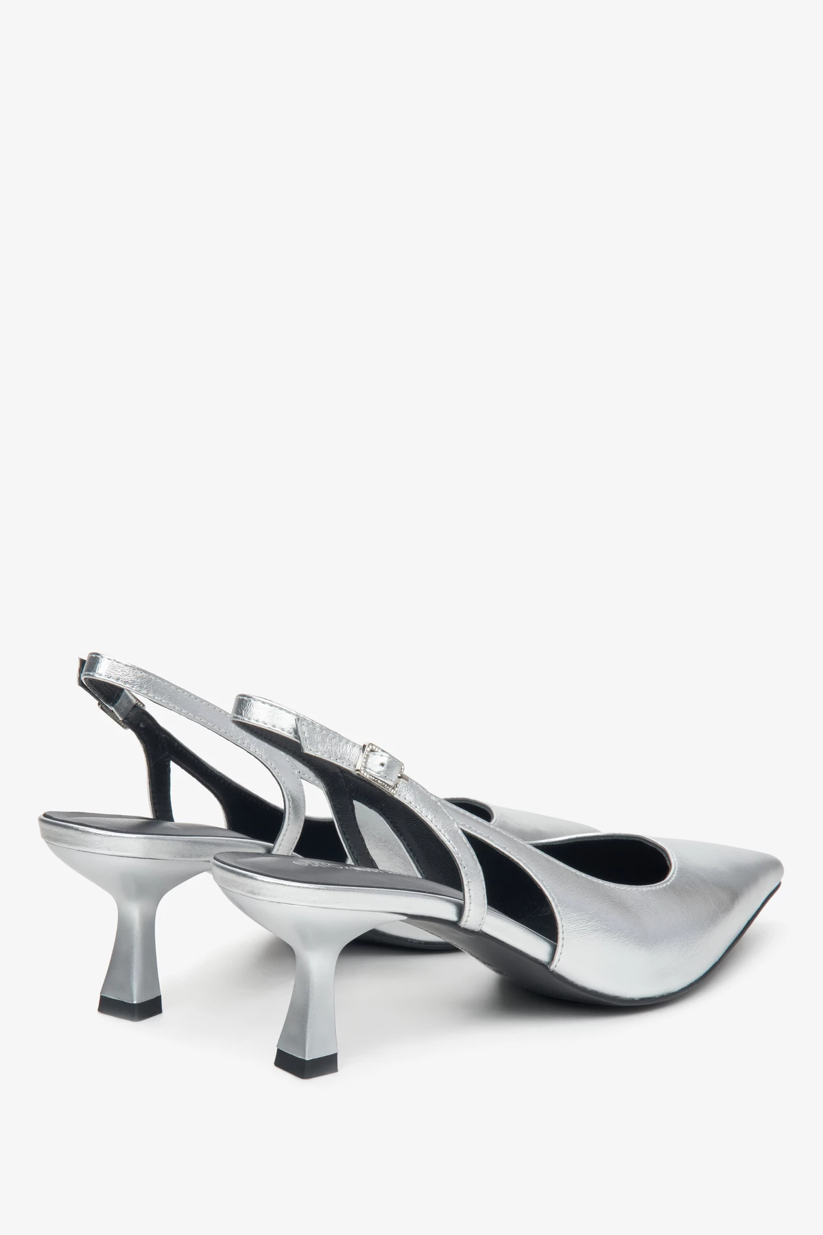 Silver leather slingbacks Estro x MustHave, photo 5