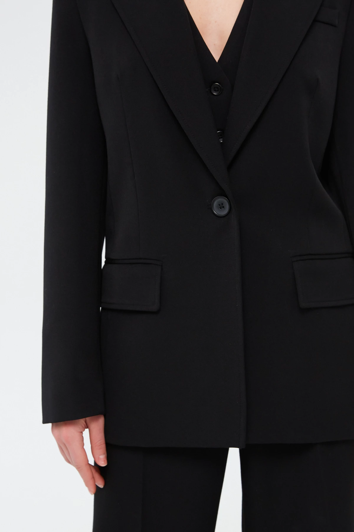 Black straight jacket with viscose, photo 6