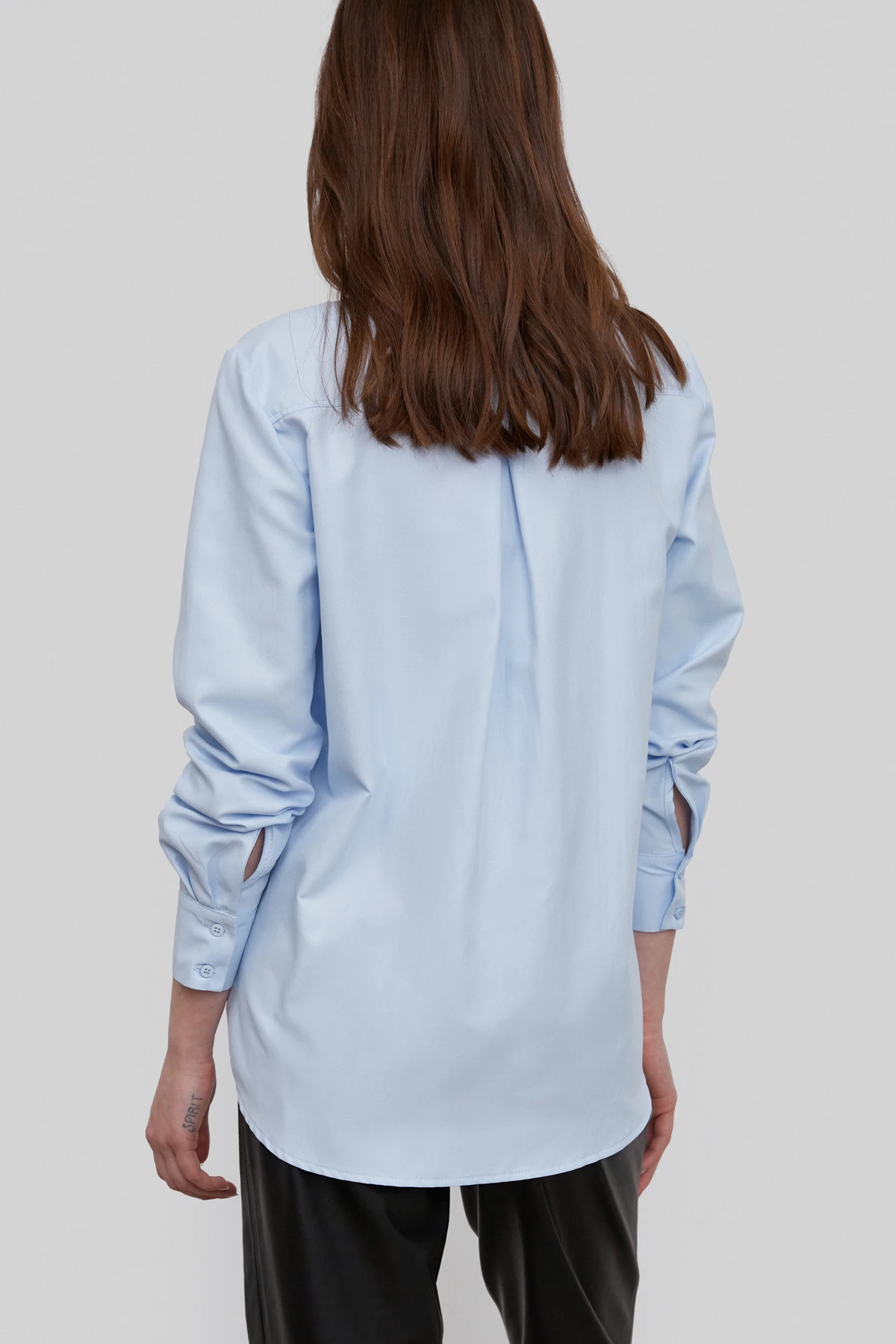 Basic blue shirt with loose fit and cotton, photo 4
