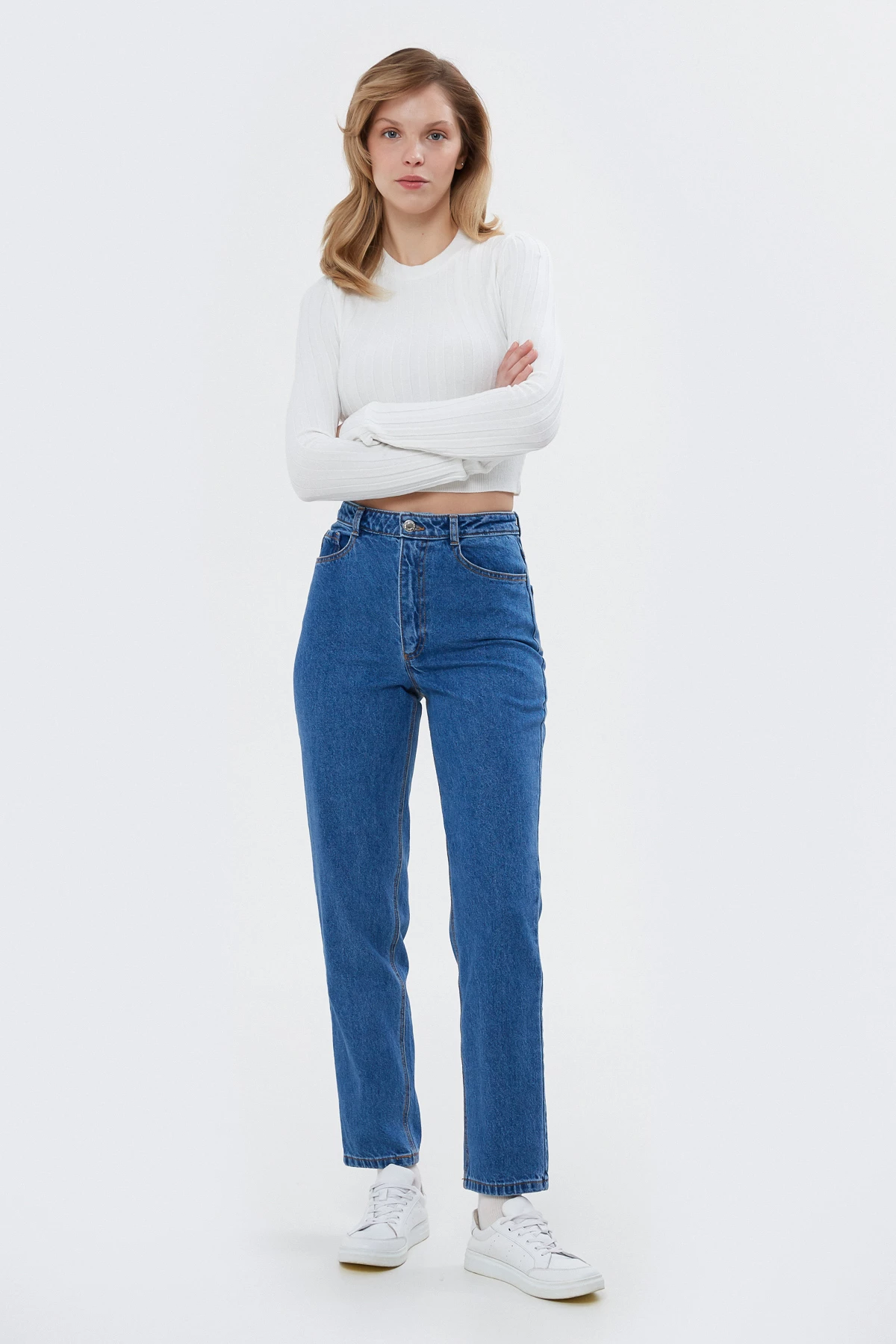 Milky knitted cropped jumper with viscose, photo 3