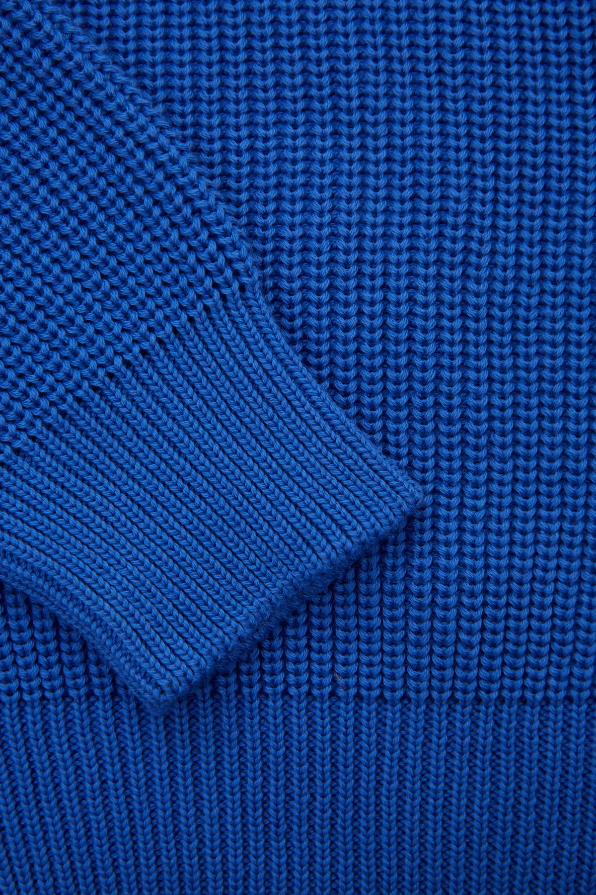 Синій в’язаний светр з бавовни з блискавкою, фото 3