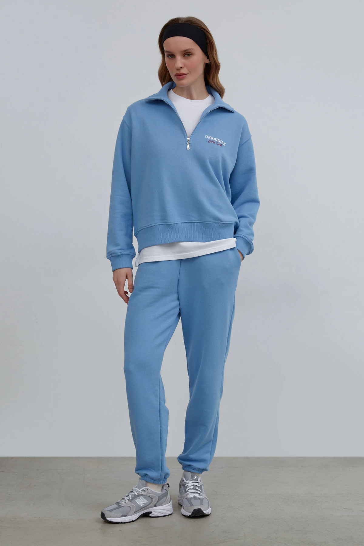 Basic blue mid-length knit joggers , photo 1