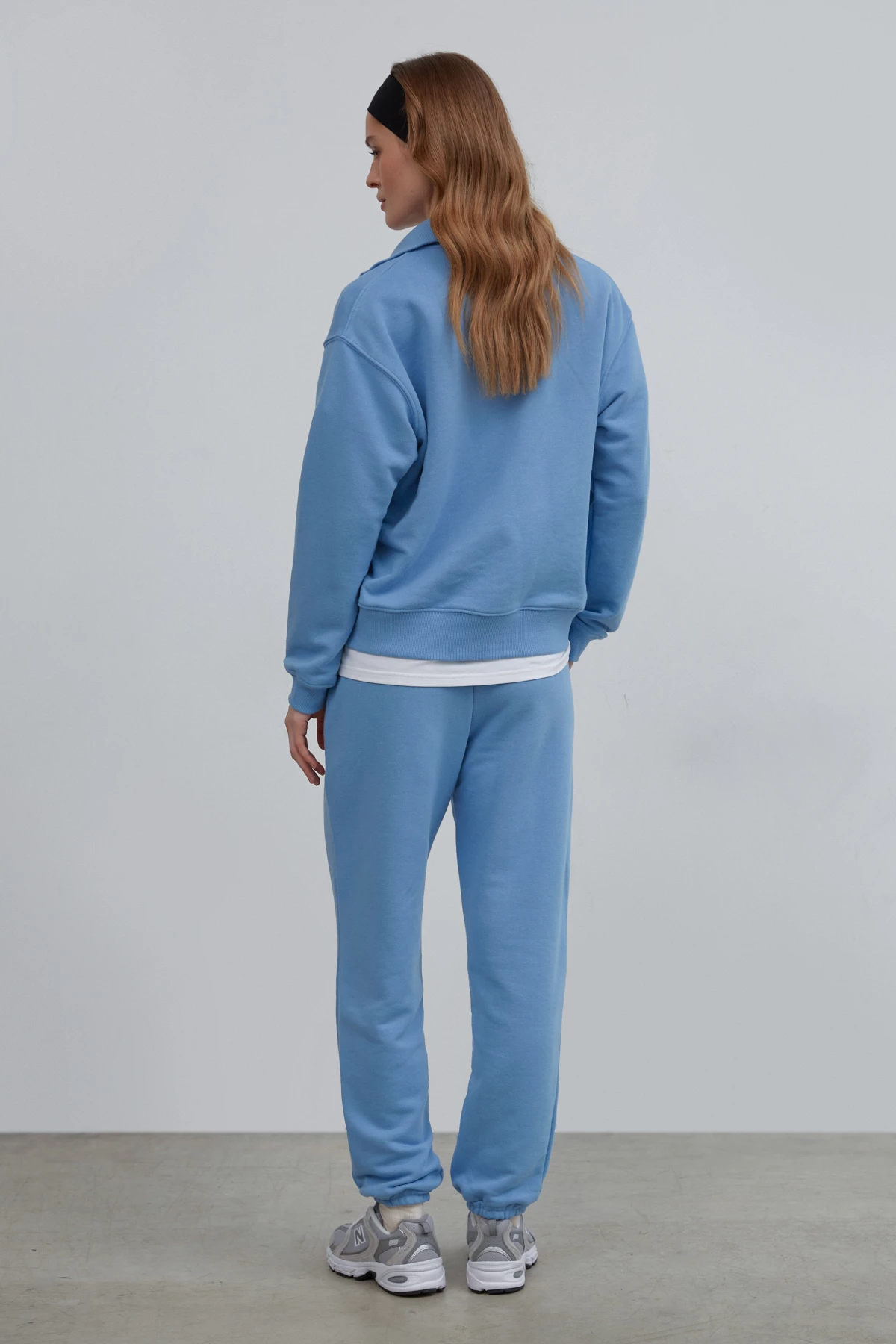 Basic blue mid-length knit joggers , photo 4