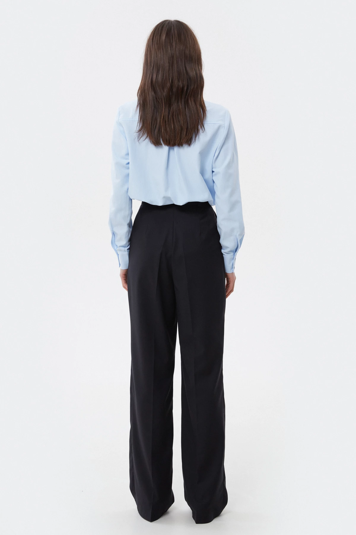 Wide elongated black trousers with viscose, photo 3
