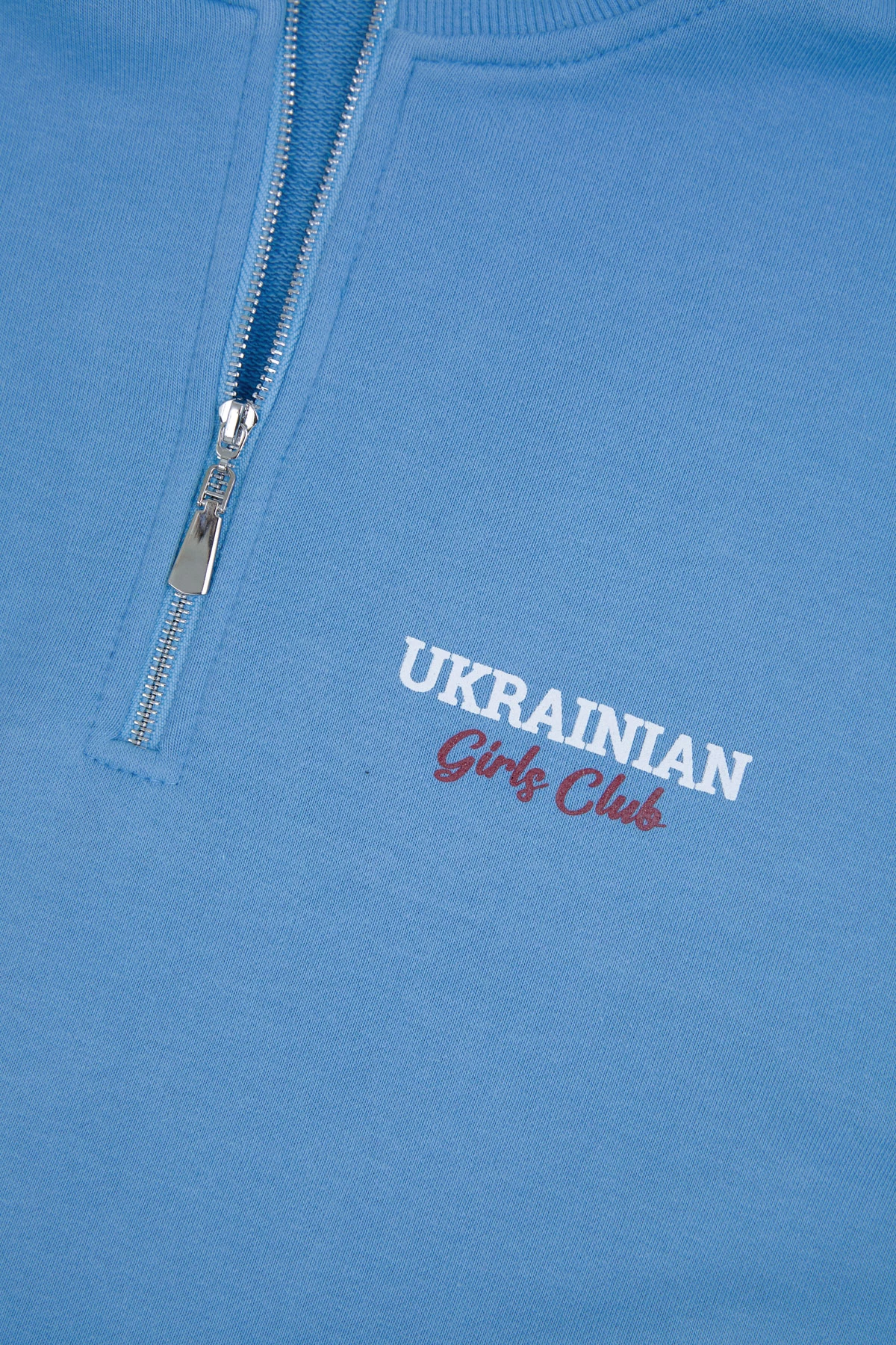Блакитний світшот з трикотажу "Ukrainian girls club", фото 5