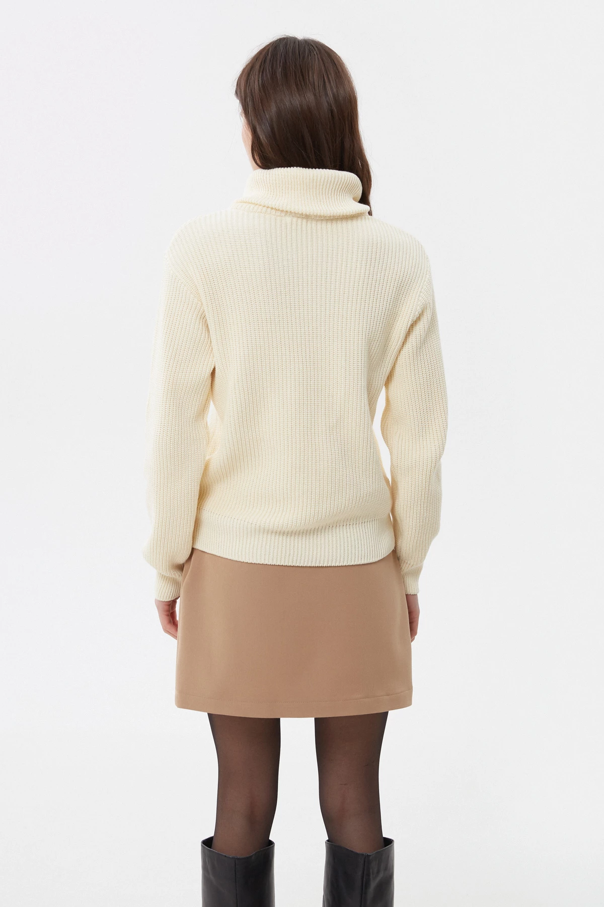 Short beige asymmetric skirt with viscose, photo 5