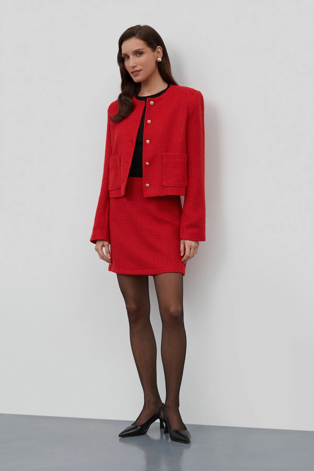 Red tweed jacket with cotton, photo 2