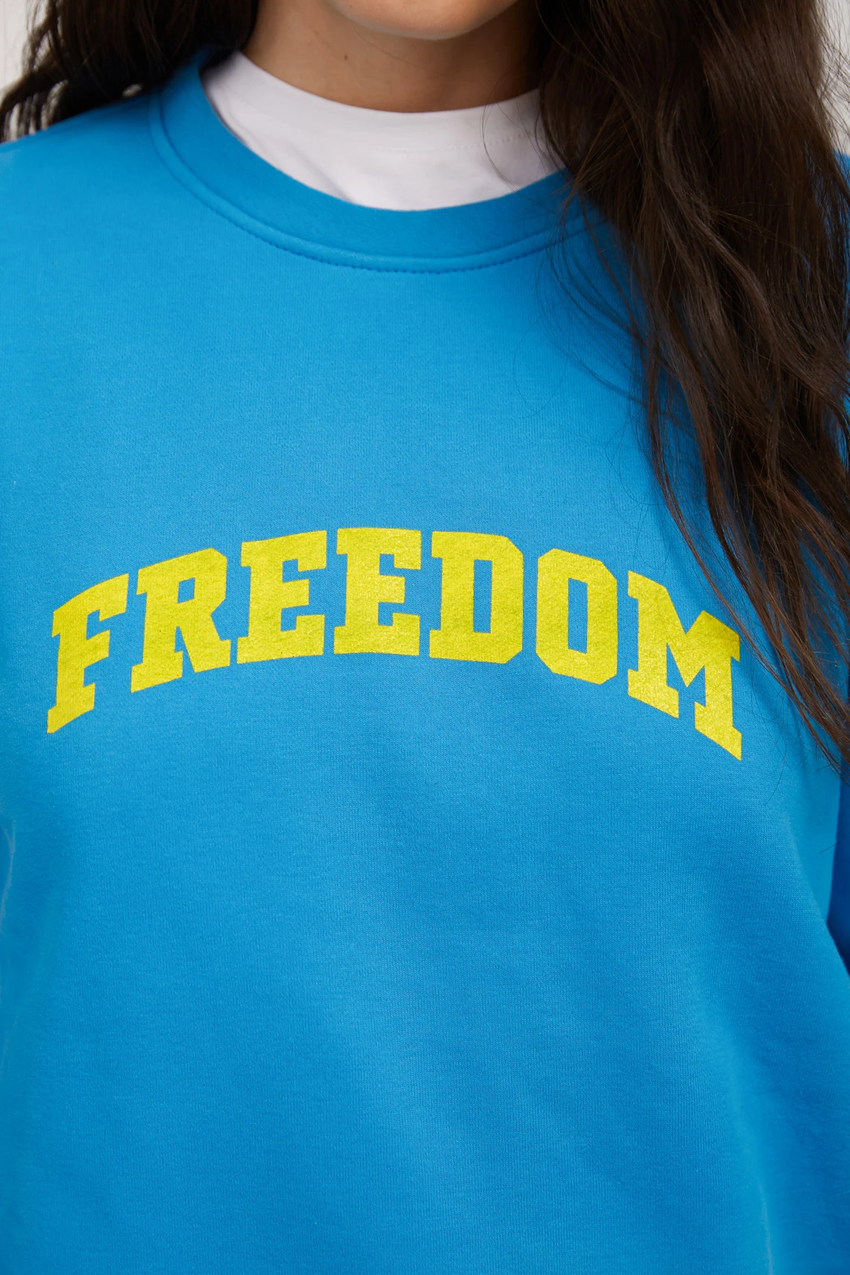 Light blue jersey sweatshirt with print "Freedom", photo 3