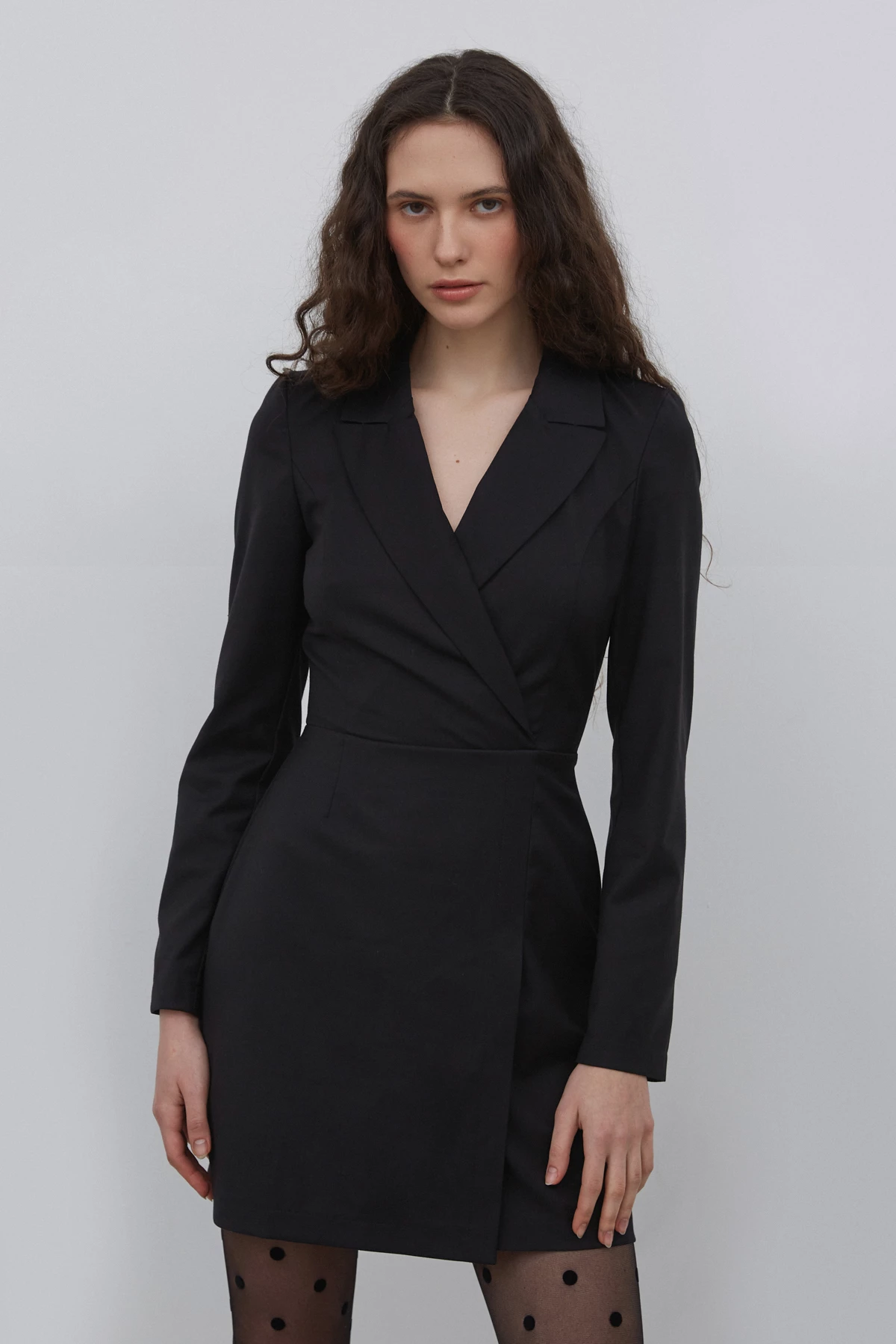 Чорна коротка сукня-жакет з віскозою, фото 1