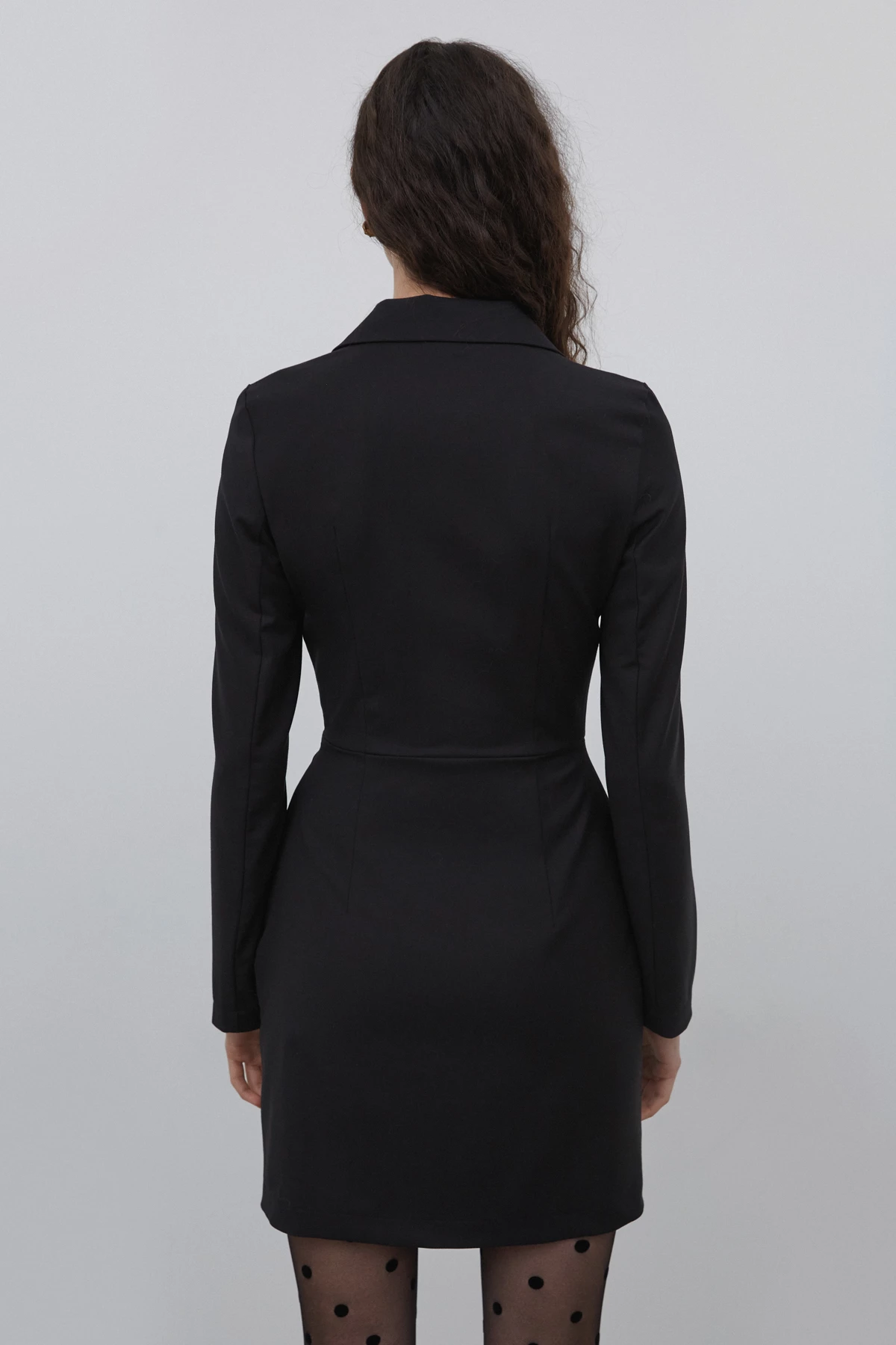 Черное короткое платье-жакет с вискозой, фото 4
