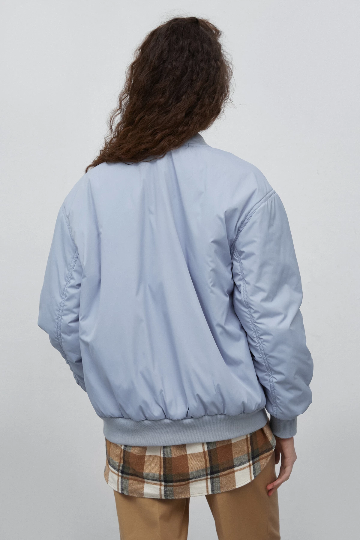 Blue bomber jacket made of water-repellent raincoat fabric, photo 5