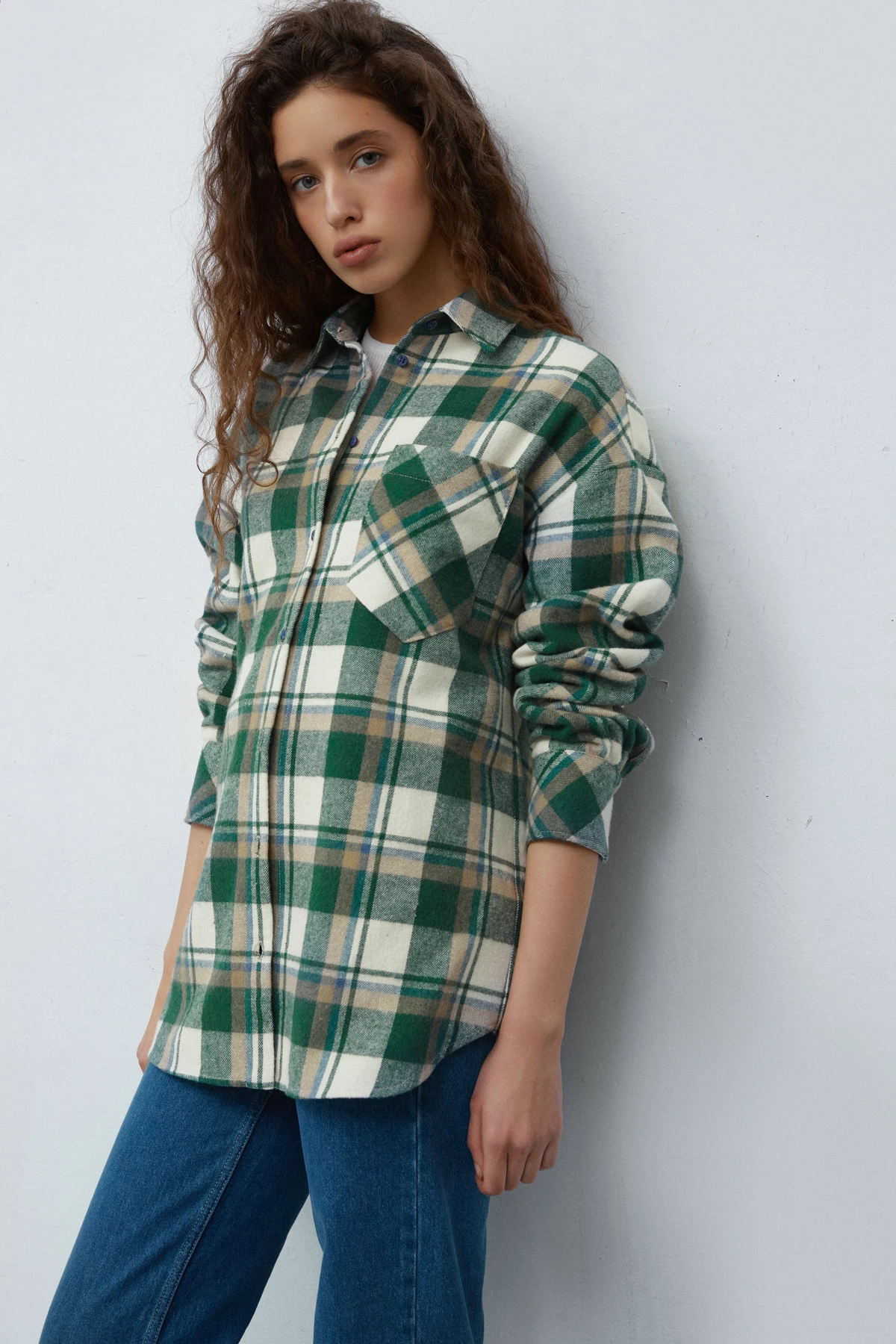 Milky-green checked flannel shirt, photo 2
