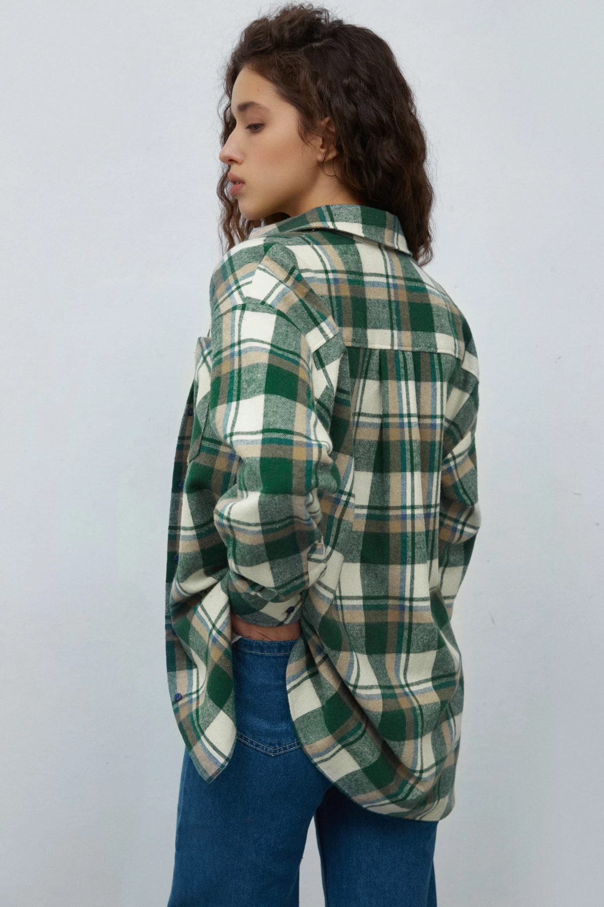 Milky-green checked flannel shirt, photo 4