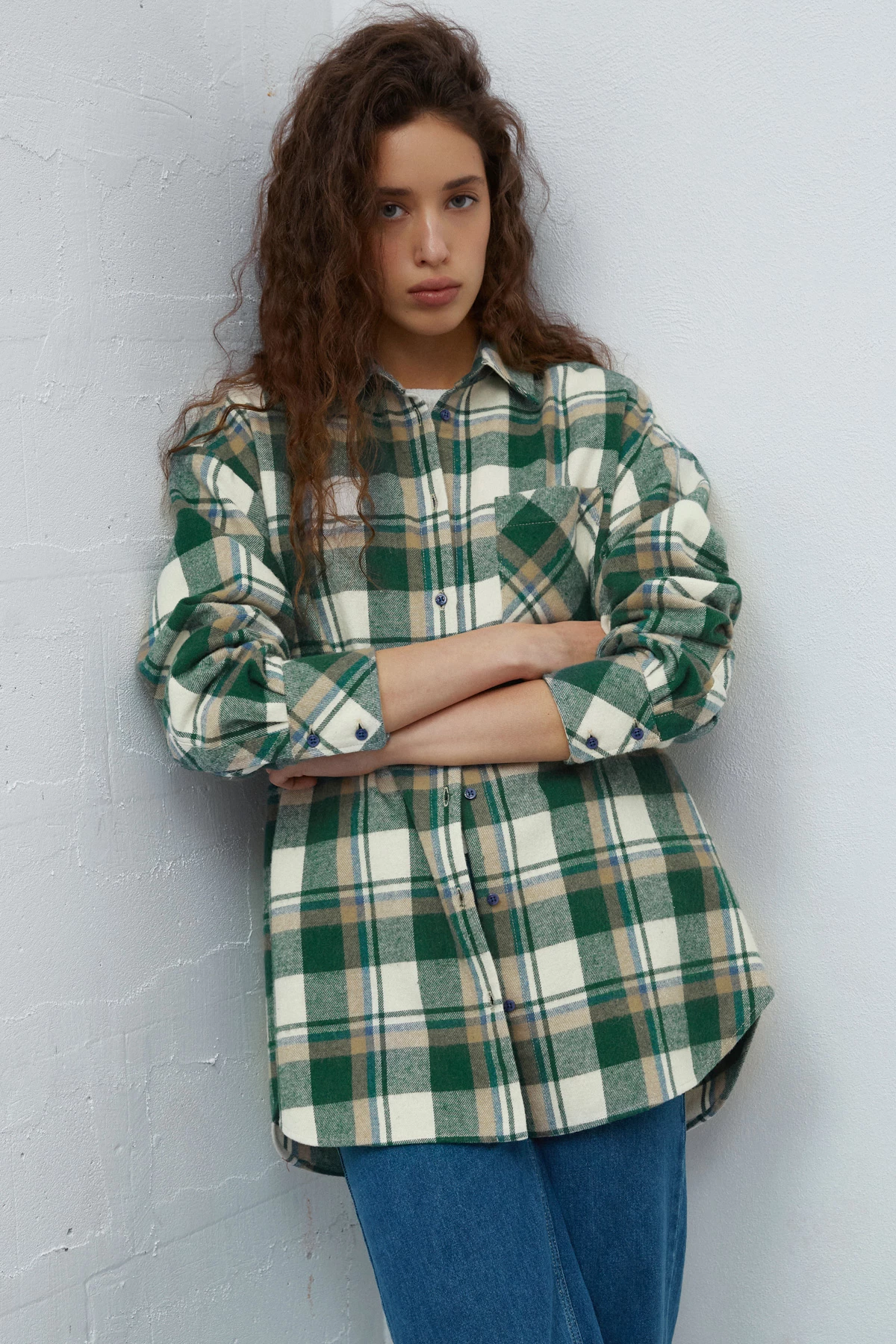 Milky-green checked flannel shirt, photo 5