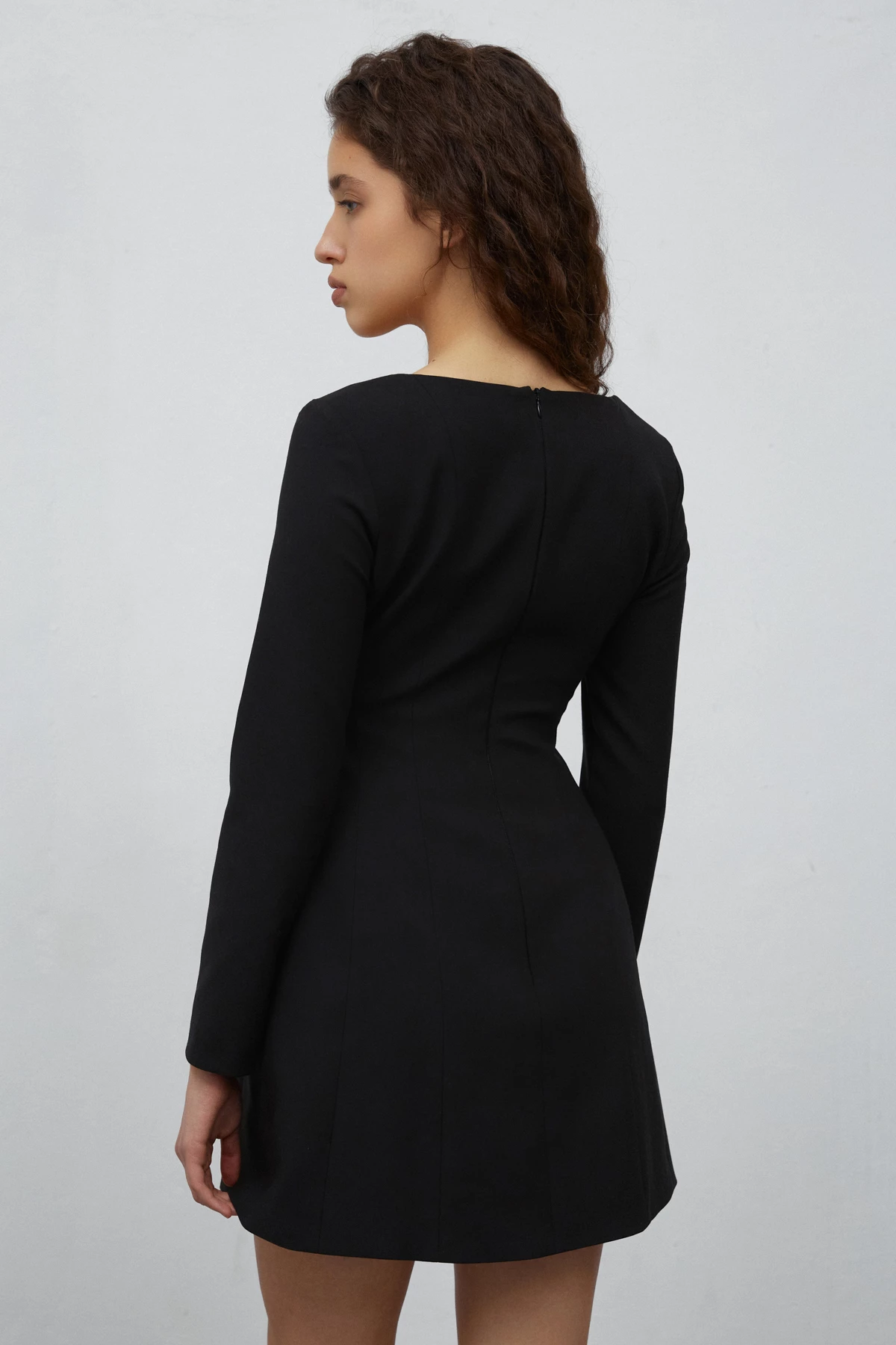 Short black X-silhouette dress with viscose, photo 4