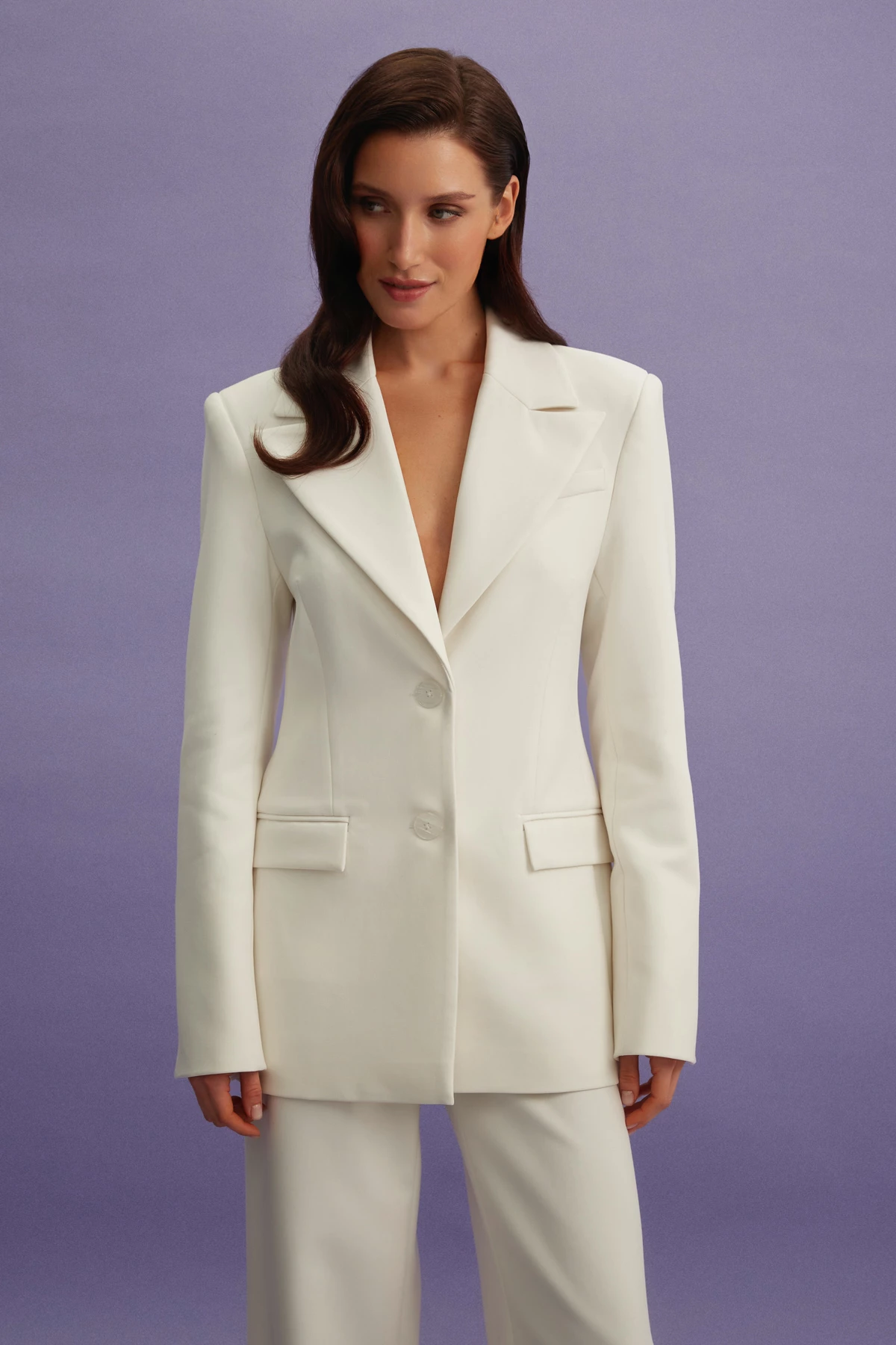 Milky single-breasted fitted jacket , photo 1