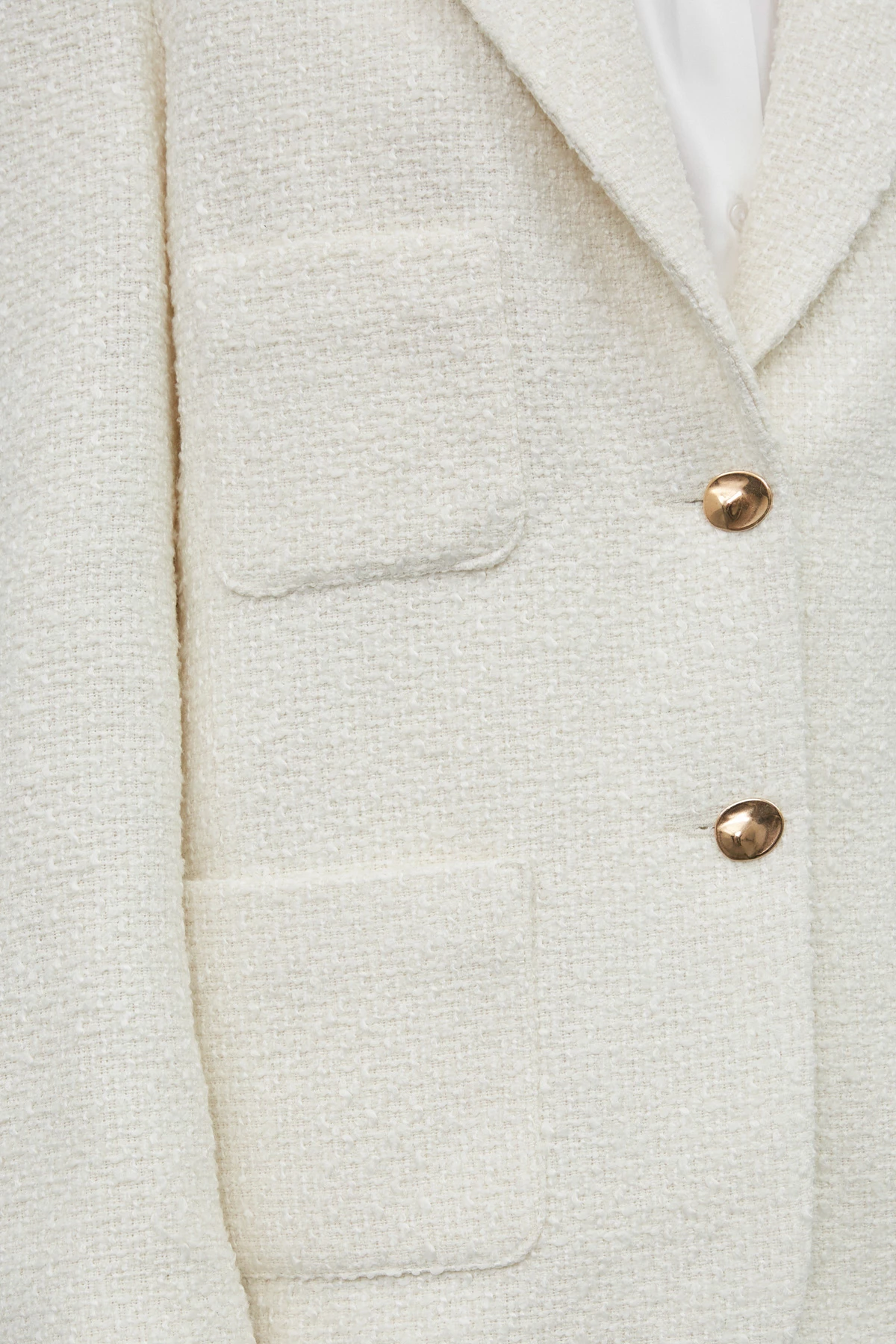 Milky single-breasted oversize tweed jacket with viscose, photo 9