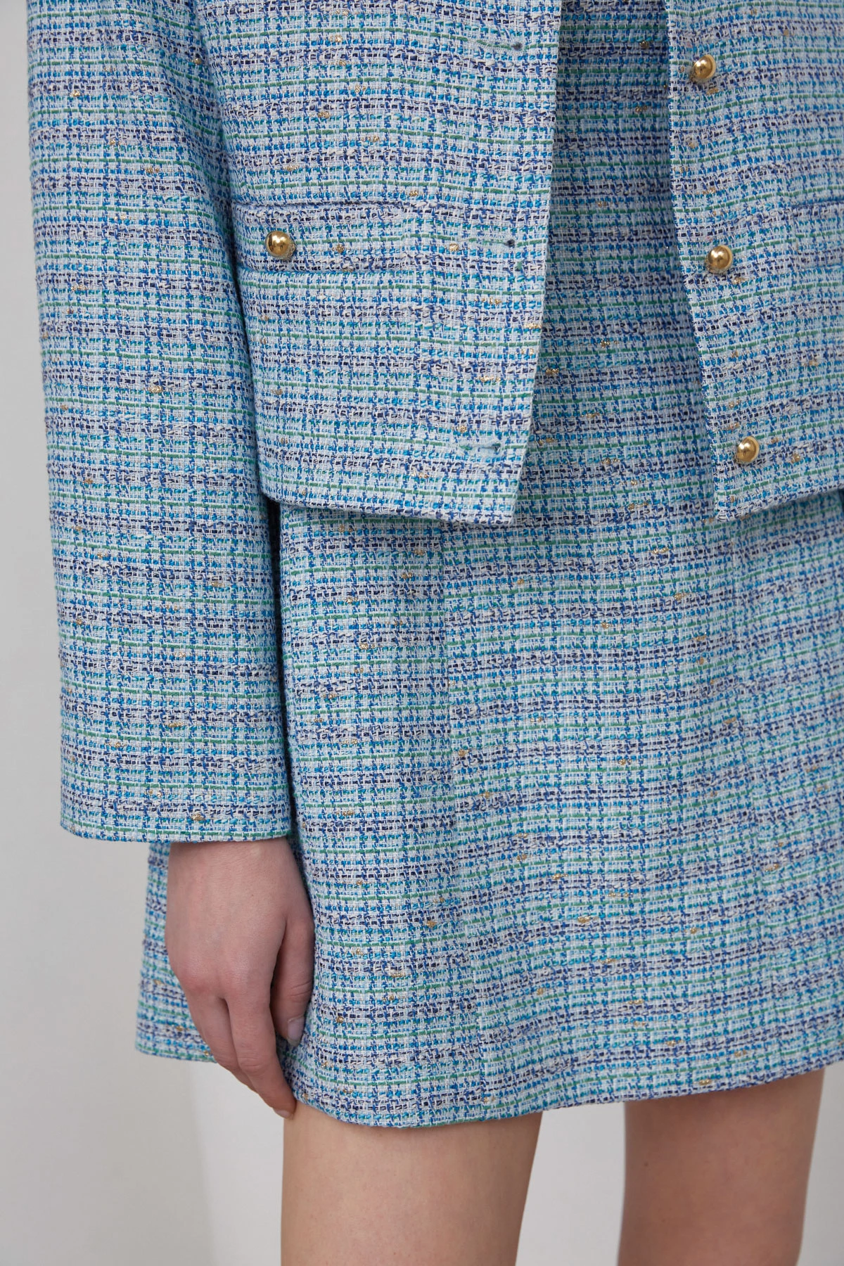 Short blue X-shaped tweed sundress, photo 3