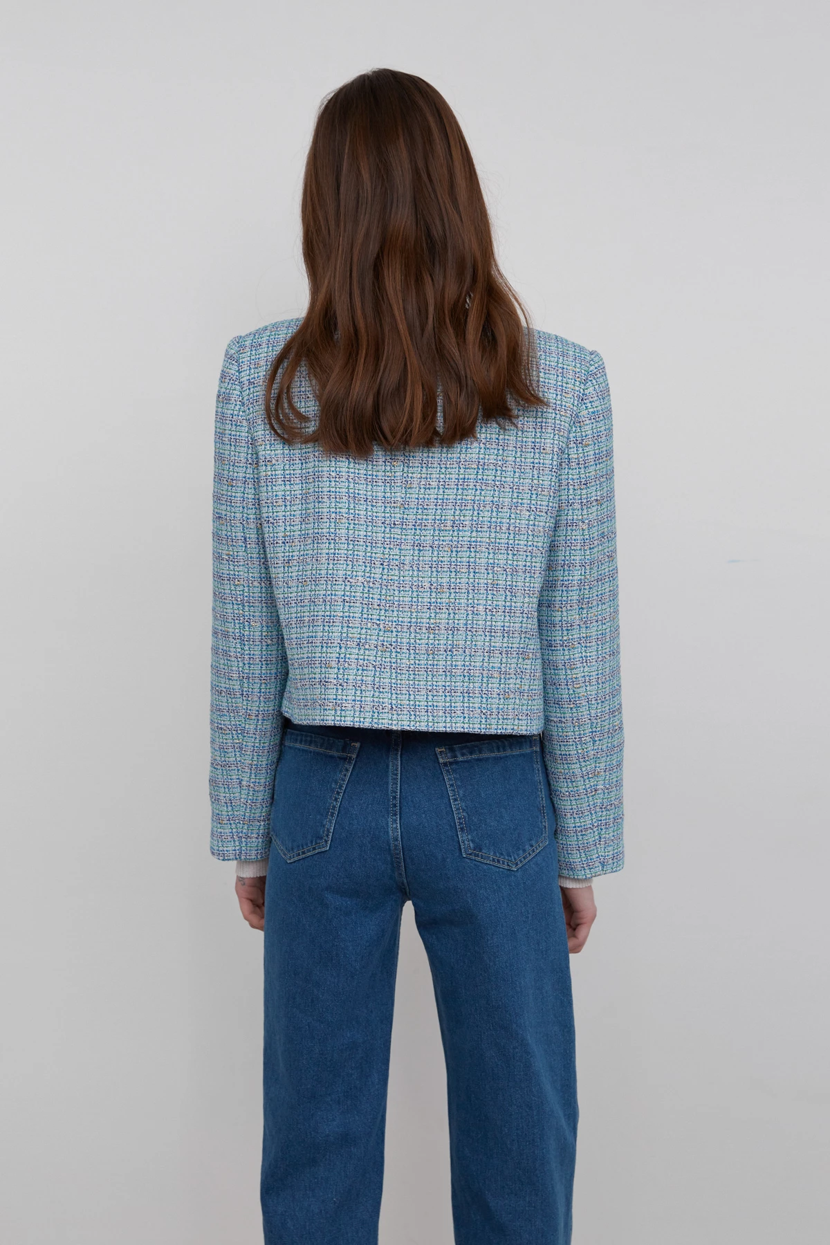 Blue tweed jacket with cotton, photo 7