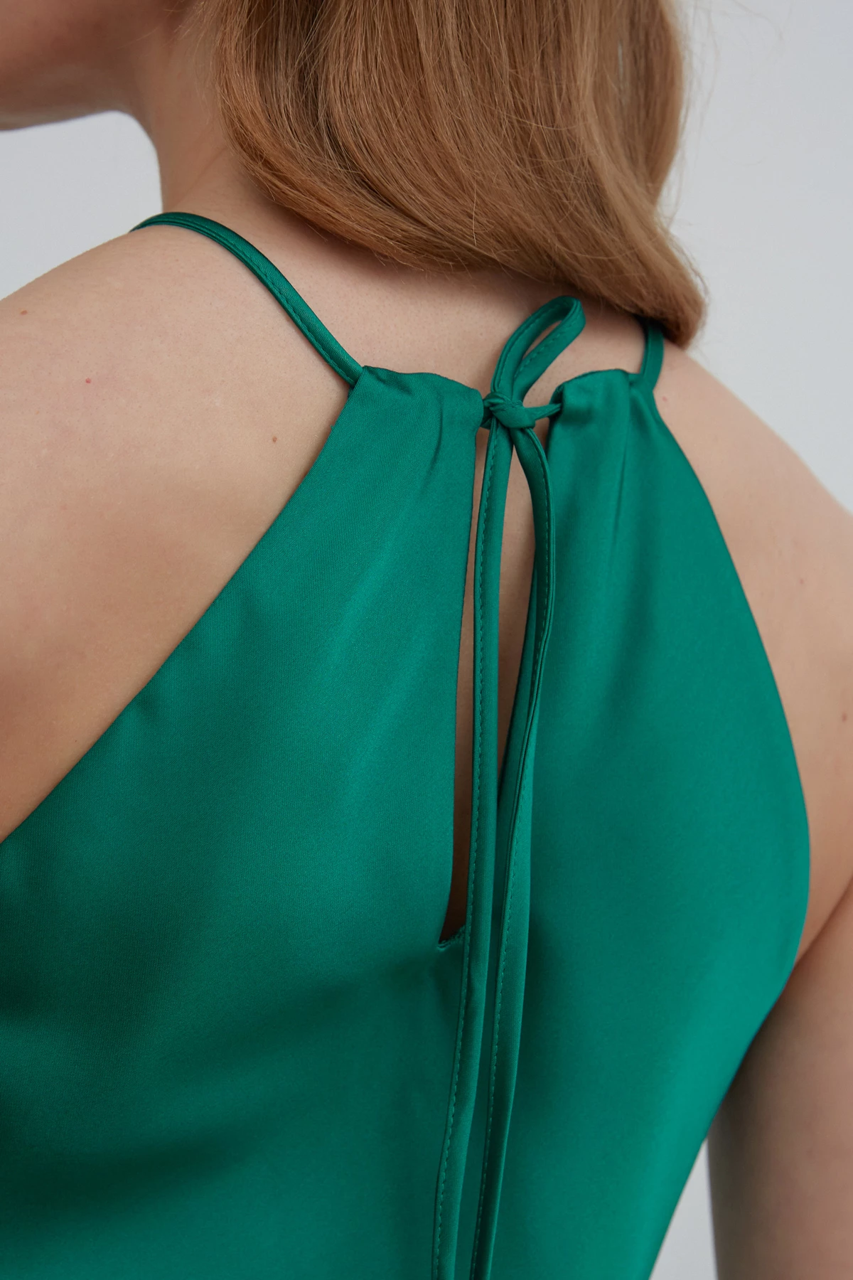 Смарагдова сукня-комбінація міді зі щільного сатину, фото 5