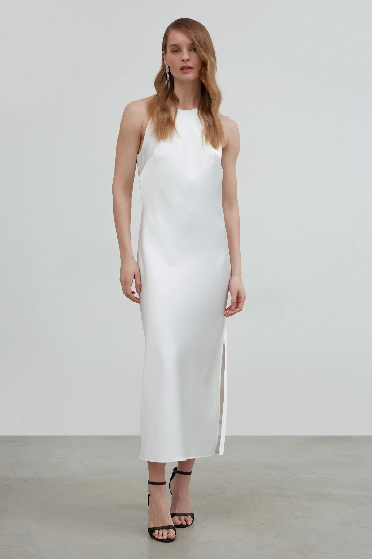 Біла сукня-комбінація міді зі щільного сатину, фото 2