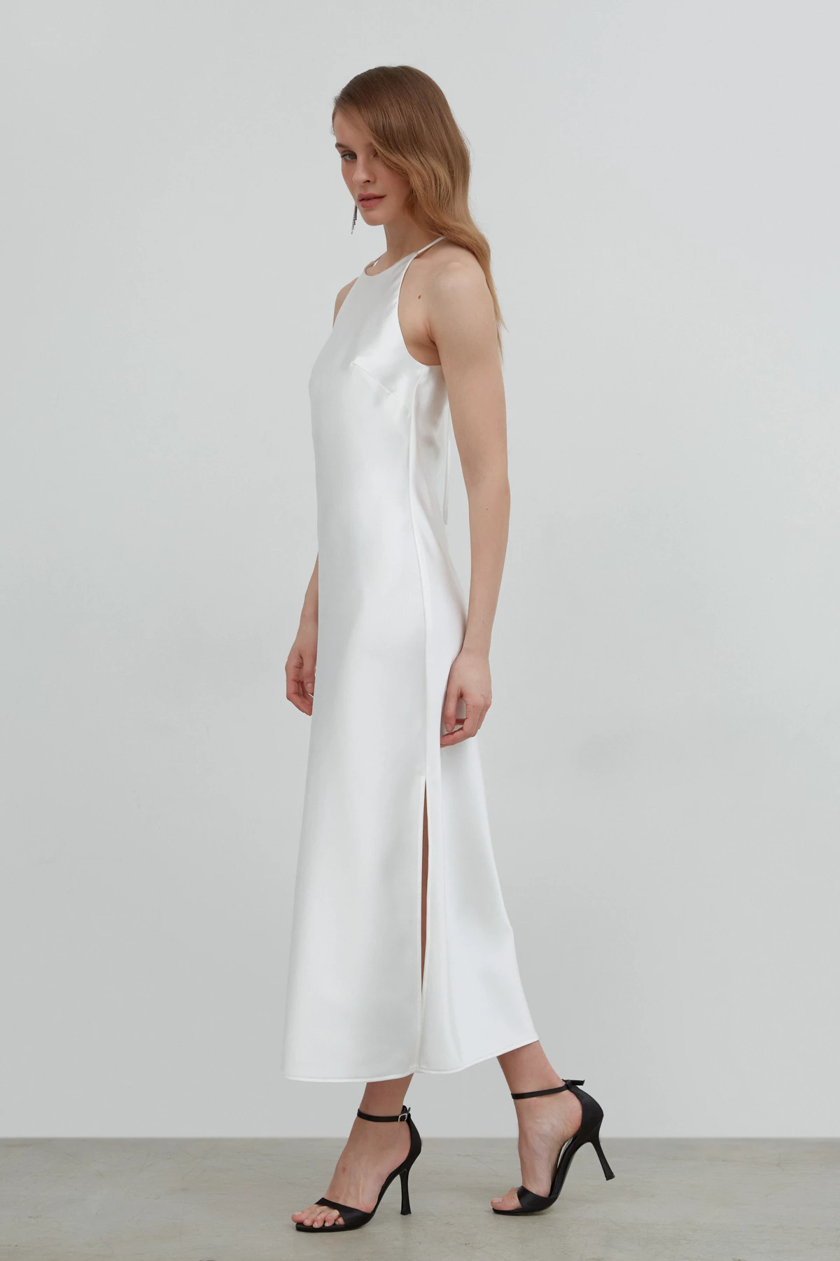 Біла сукня-комбінація міді зі щільного сатину, фото 4