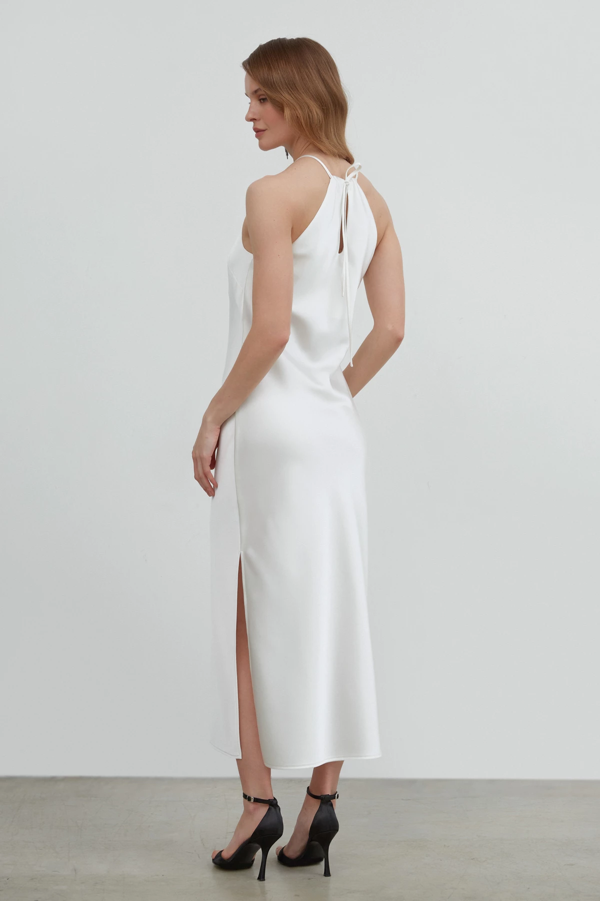 Біла сукня-комбінація міді зі щільного сатину, фото 5