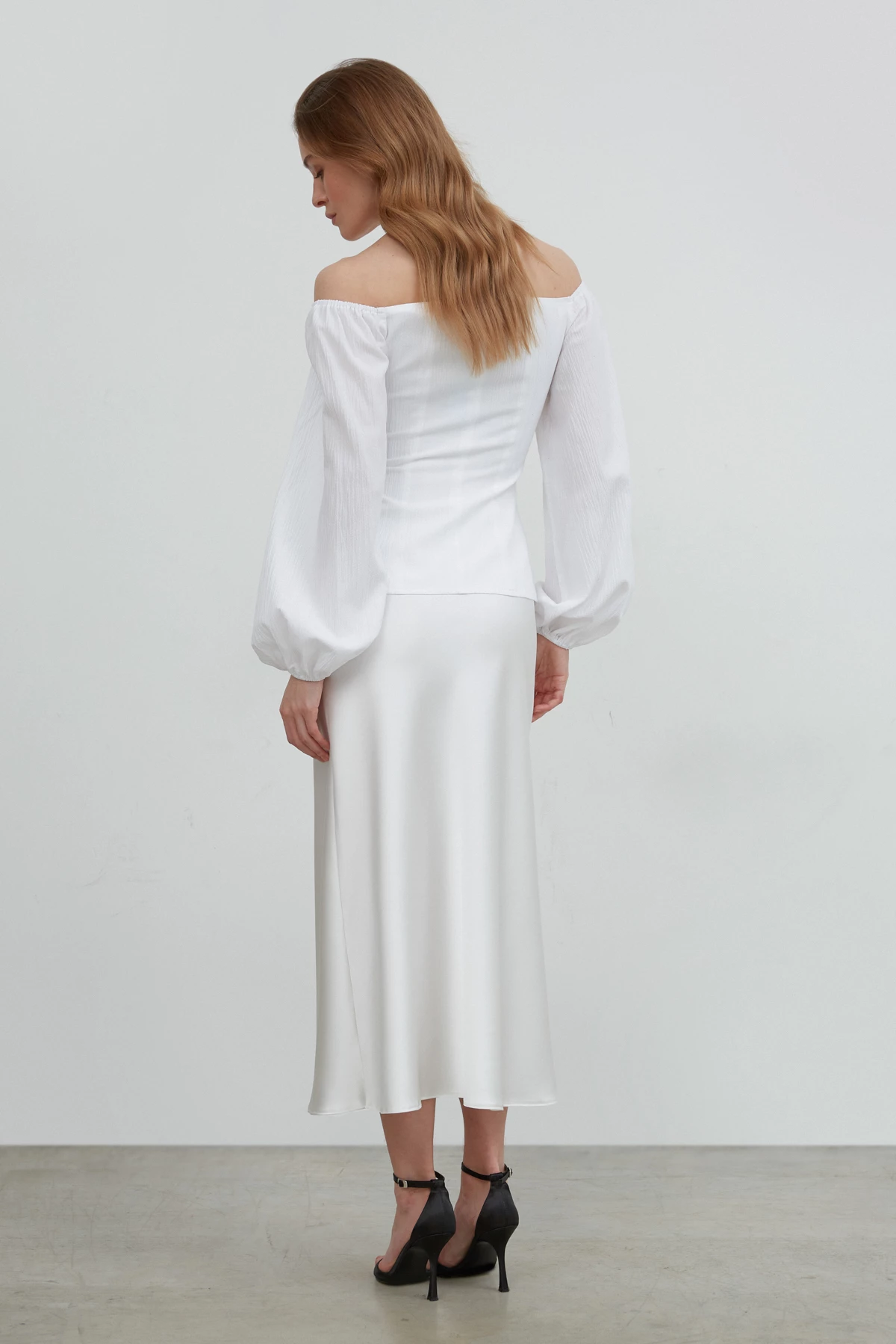 White satin midi skirt, photo 2