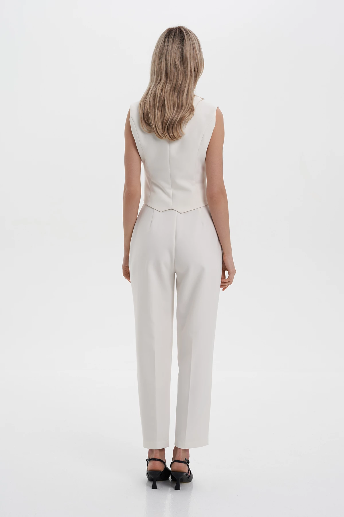 Classic cropped milky pants with viscose, photo 2