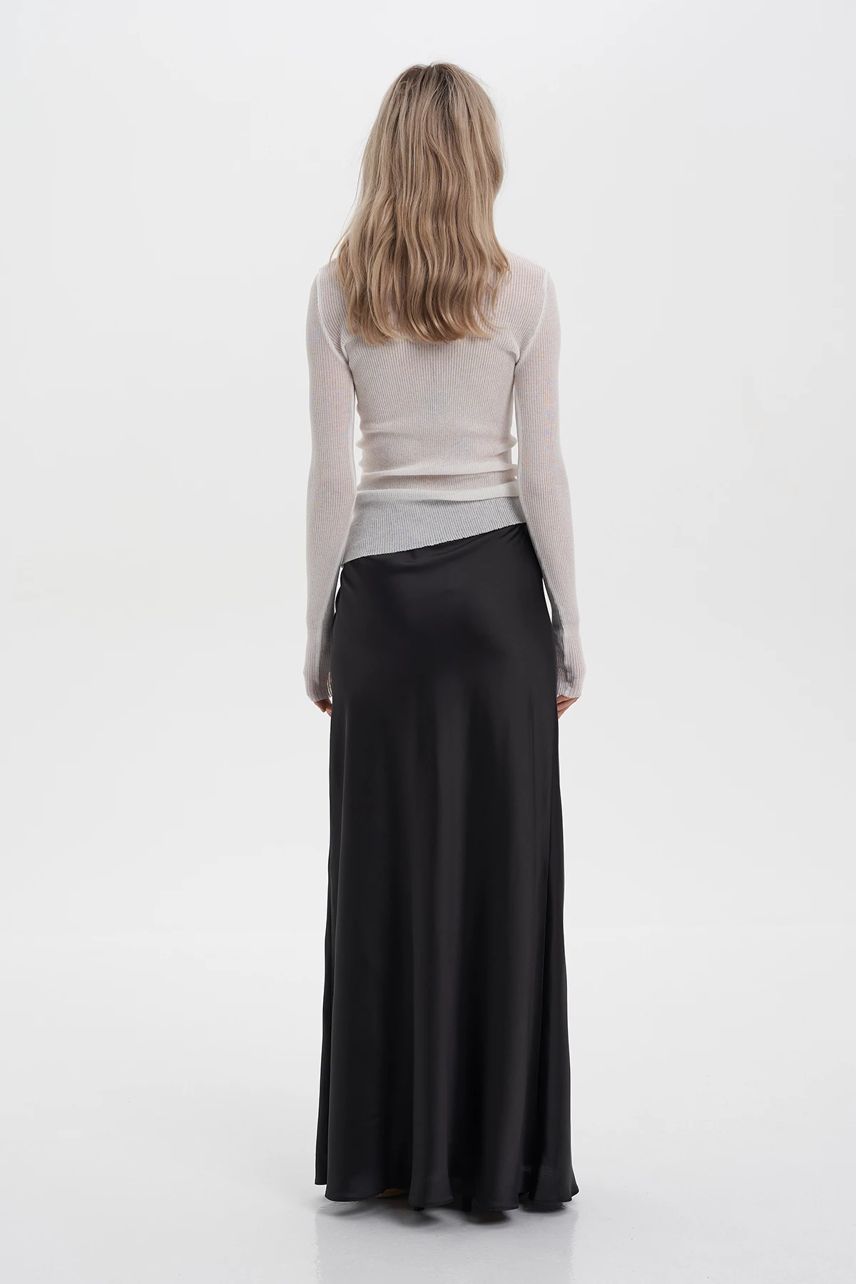 Black satin maxi skirt, photo 2
