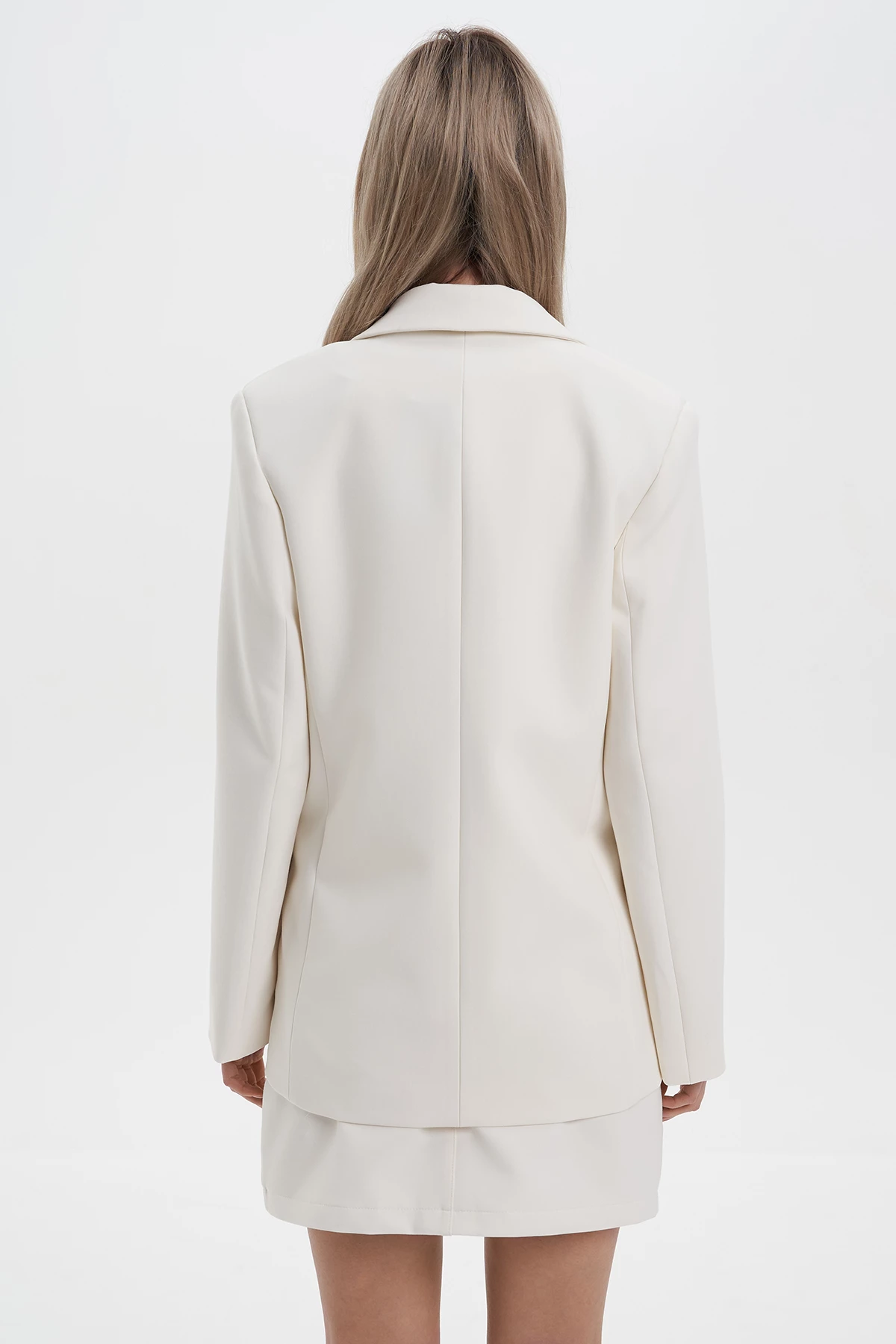 Milk single-breasted straight-cut jacket with viscose, photo 2