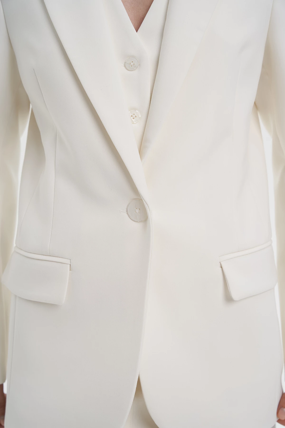 Milk single-breasted straight-cut jacket with viscose, photo 4