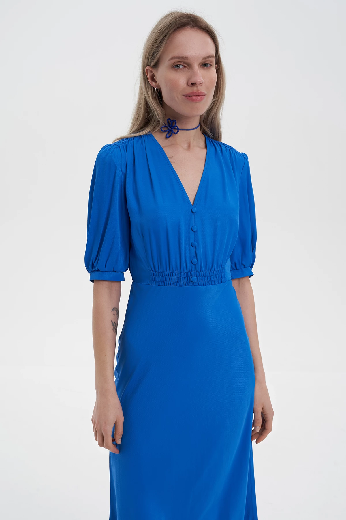 Electric blue short sleeve midi dress, photo 5