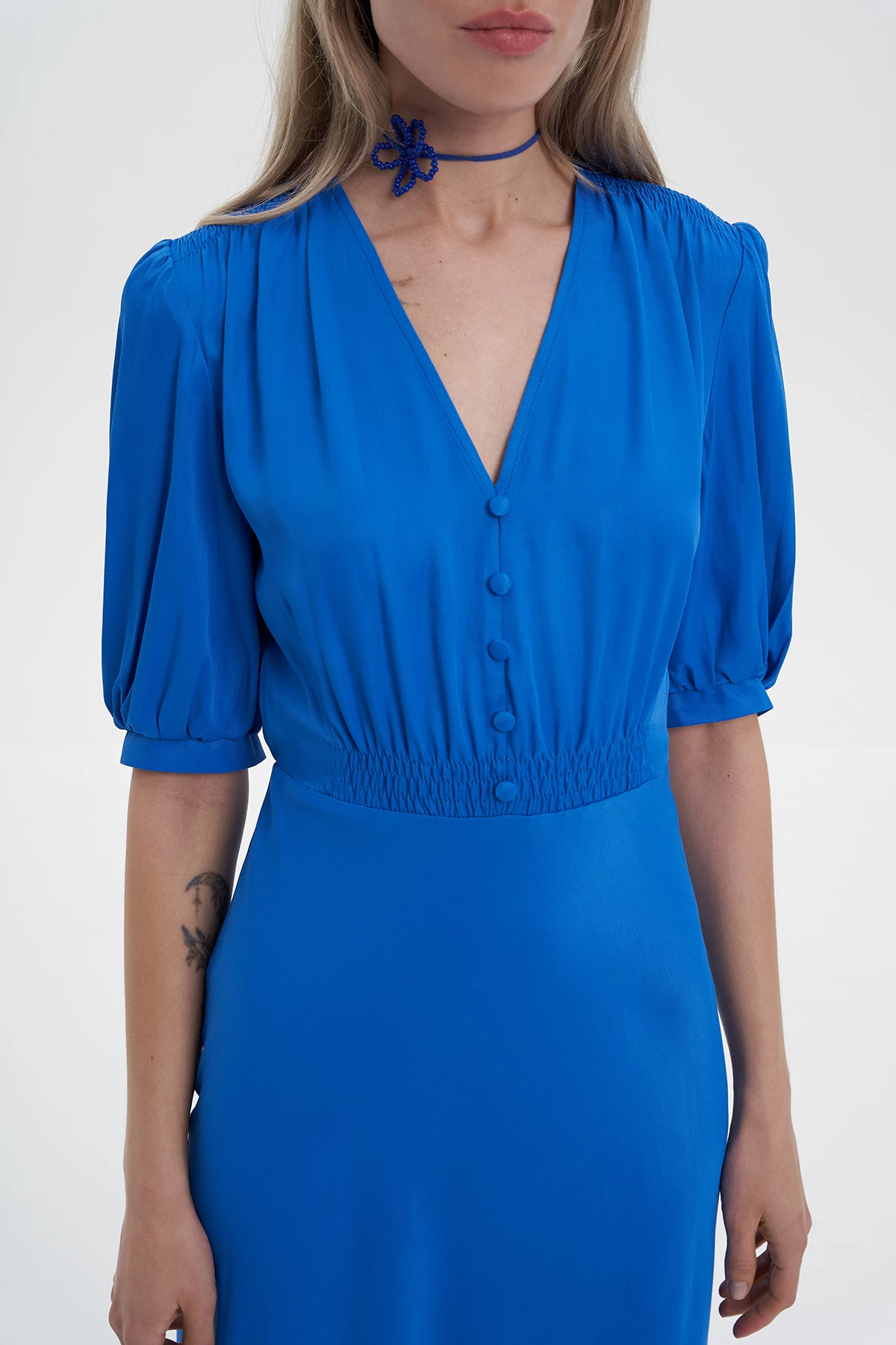Electric blue short sleeve midi dress, photo 6