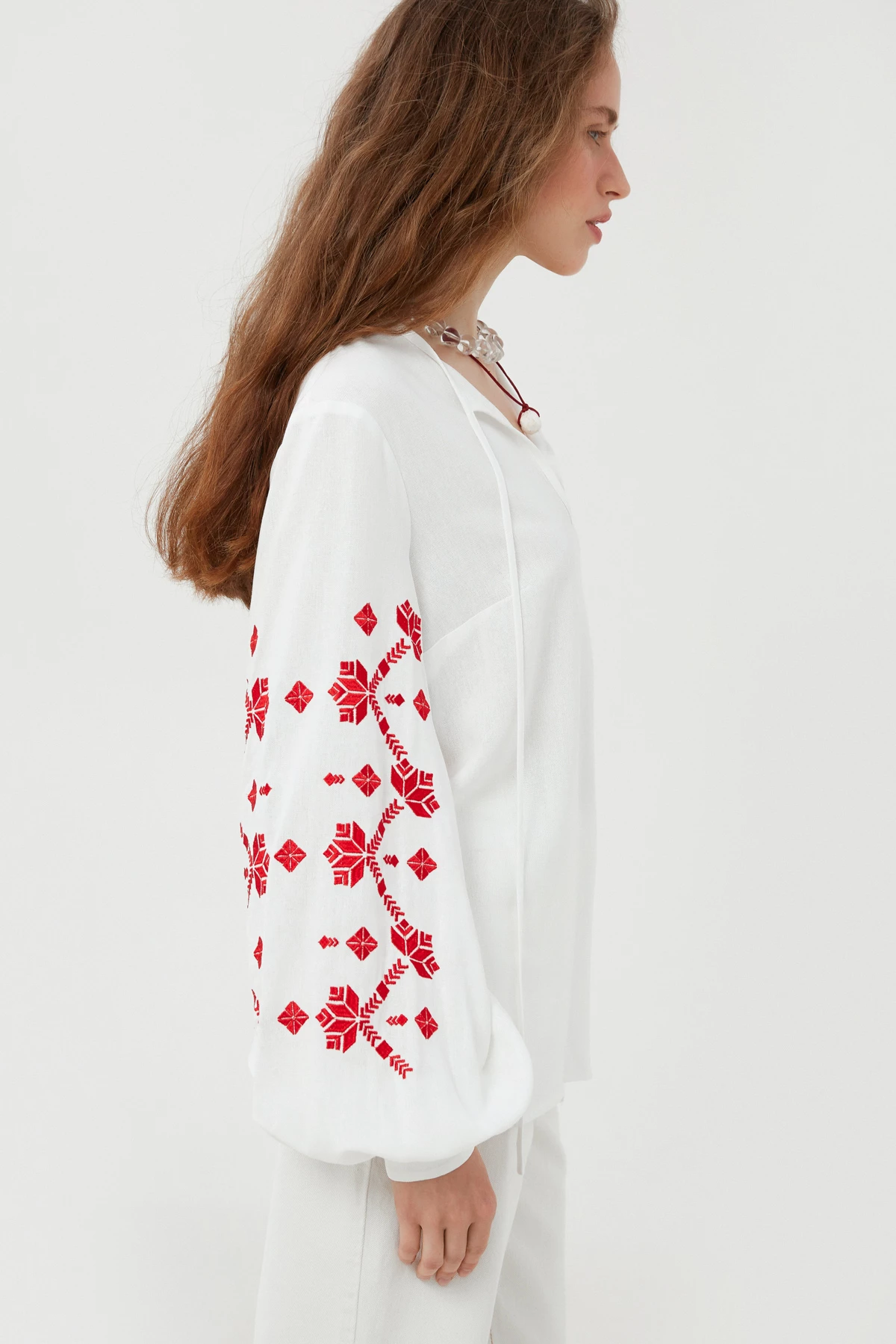 Embroidered milky shirt "Barvinok" with linen, photo 4