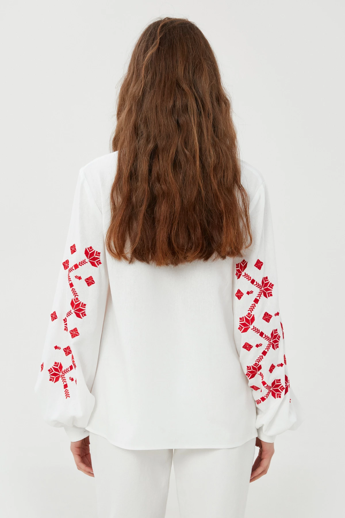 Embroidered milky shirt "Barvinok" with linen, photo 6