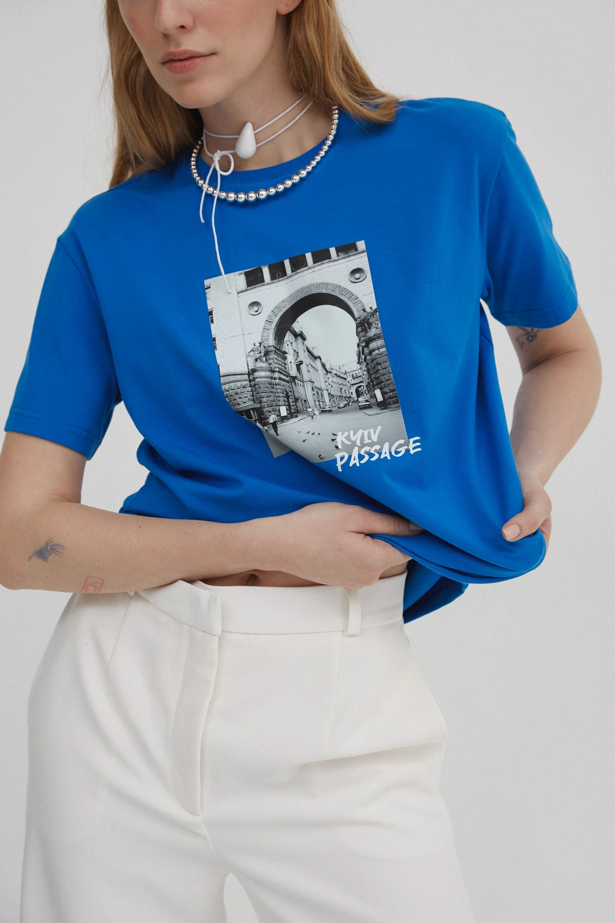 Blue cotton T-shirt "Kyiv Passage", photo 4