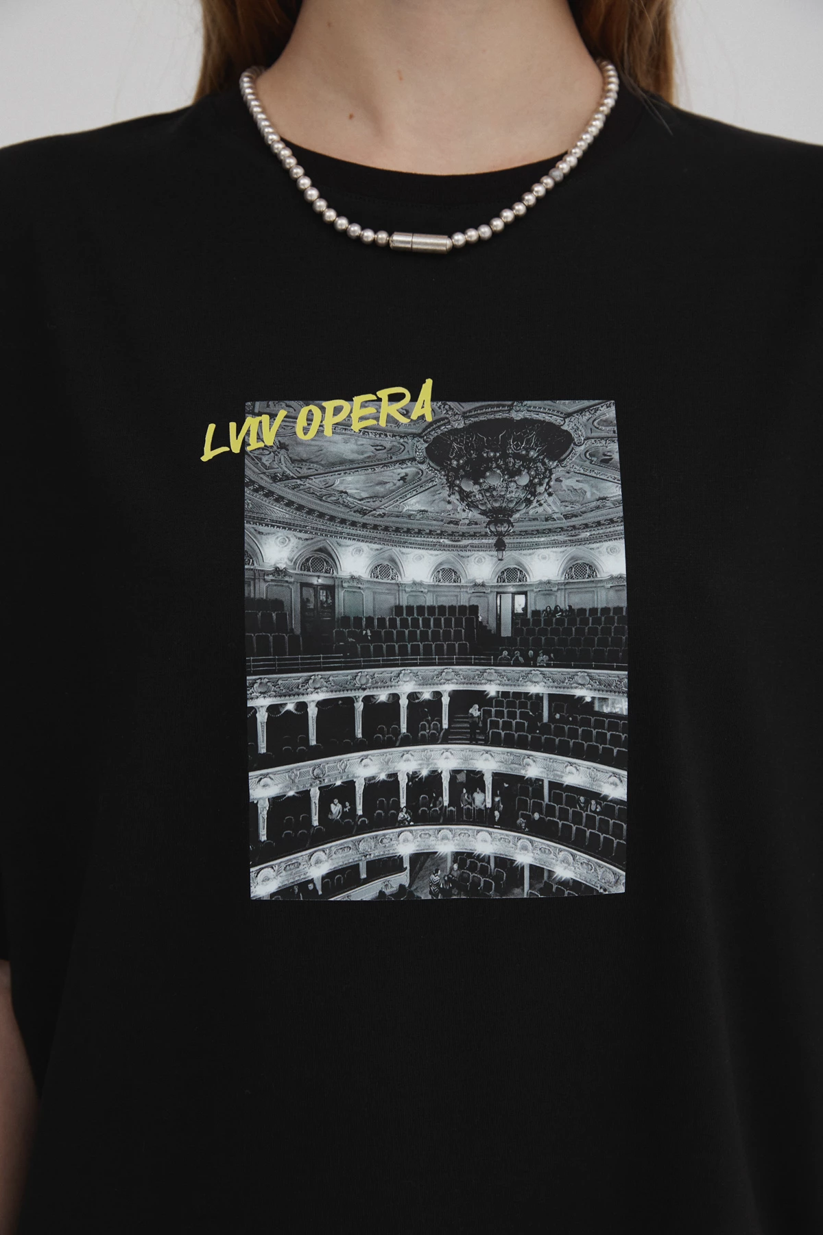 Black oversize cotton T-shirt "Lviv Opera", photo 3