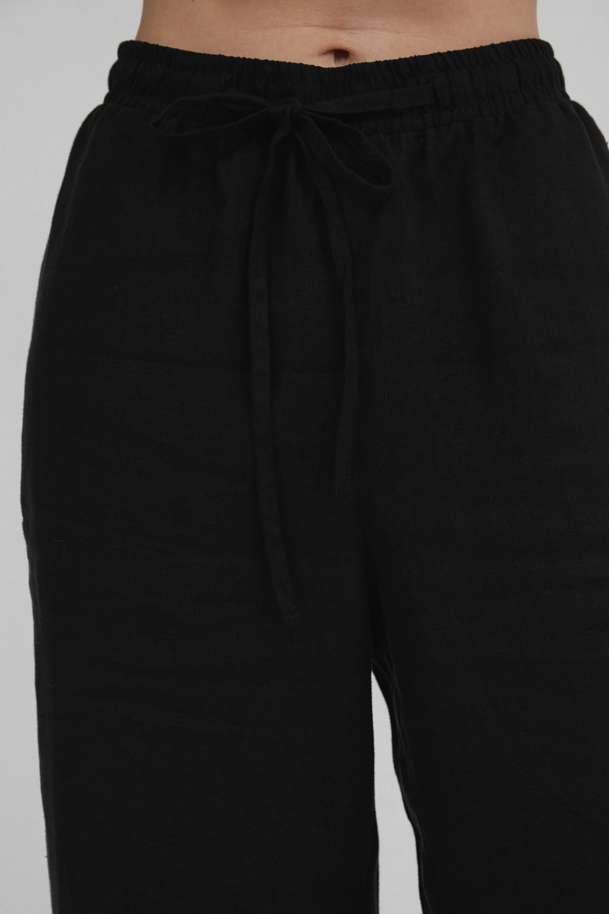 Чорні вільні штани з 100% льону, фото 5