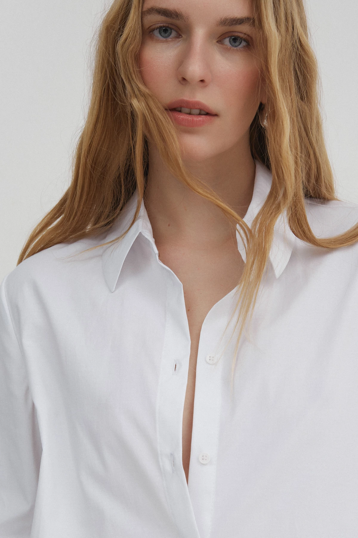 White free cut shirt with cotton, photo 5