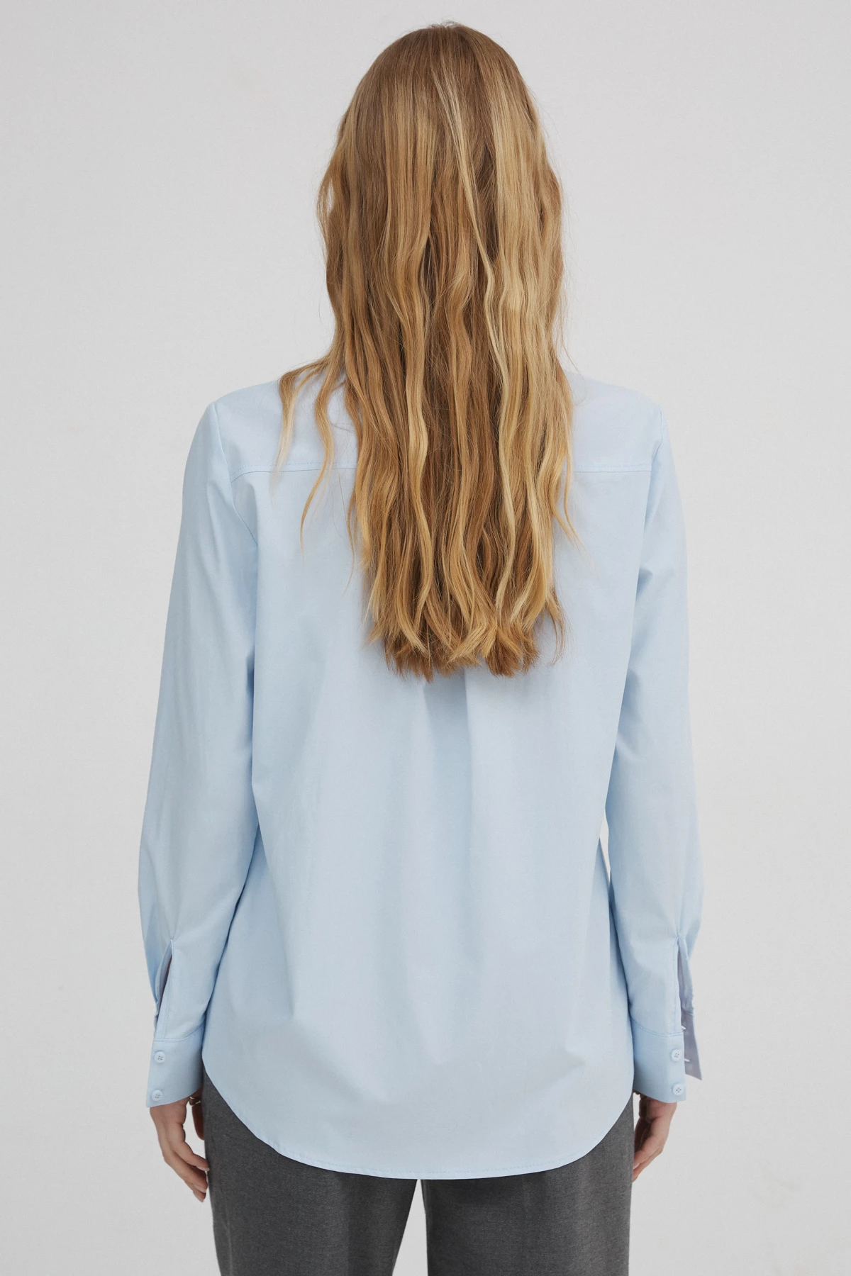 Blue free cut shirt with cotton, photo 3