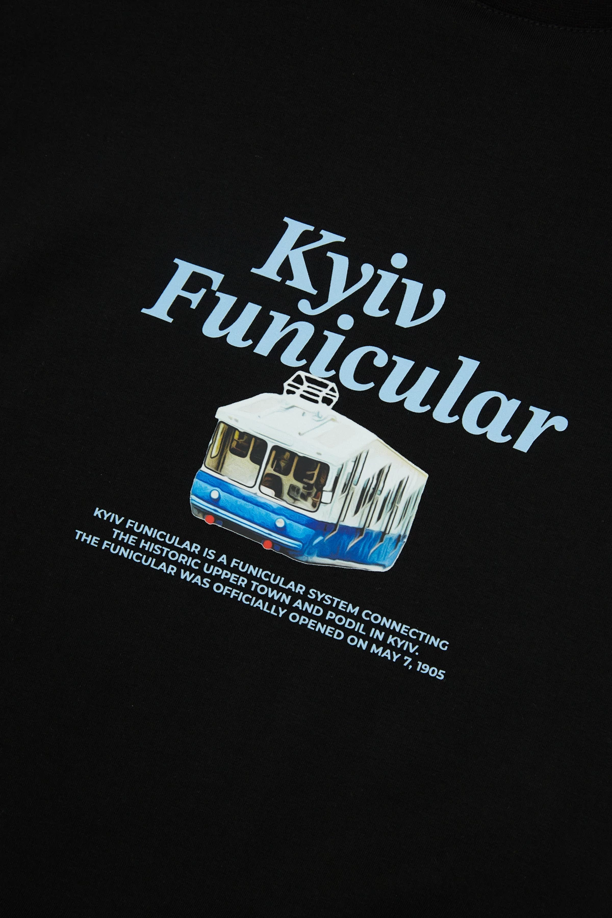 Black T-shirt "Kyiv Funicular" made of cotton, photo 4